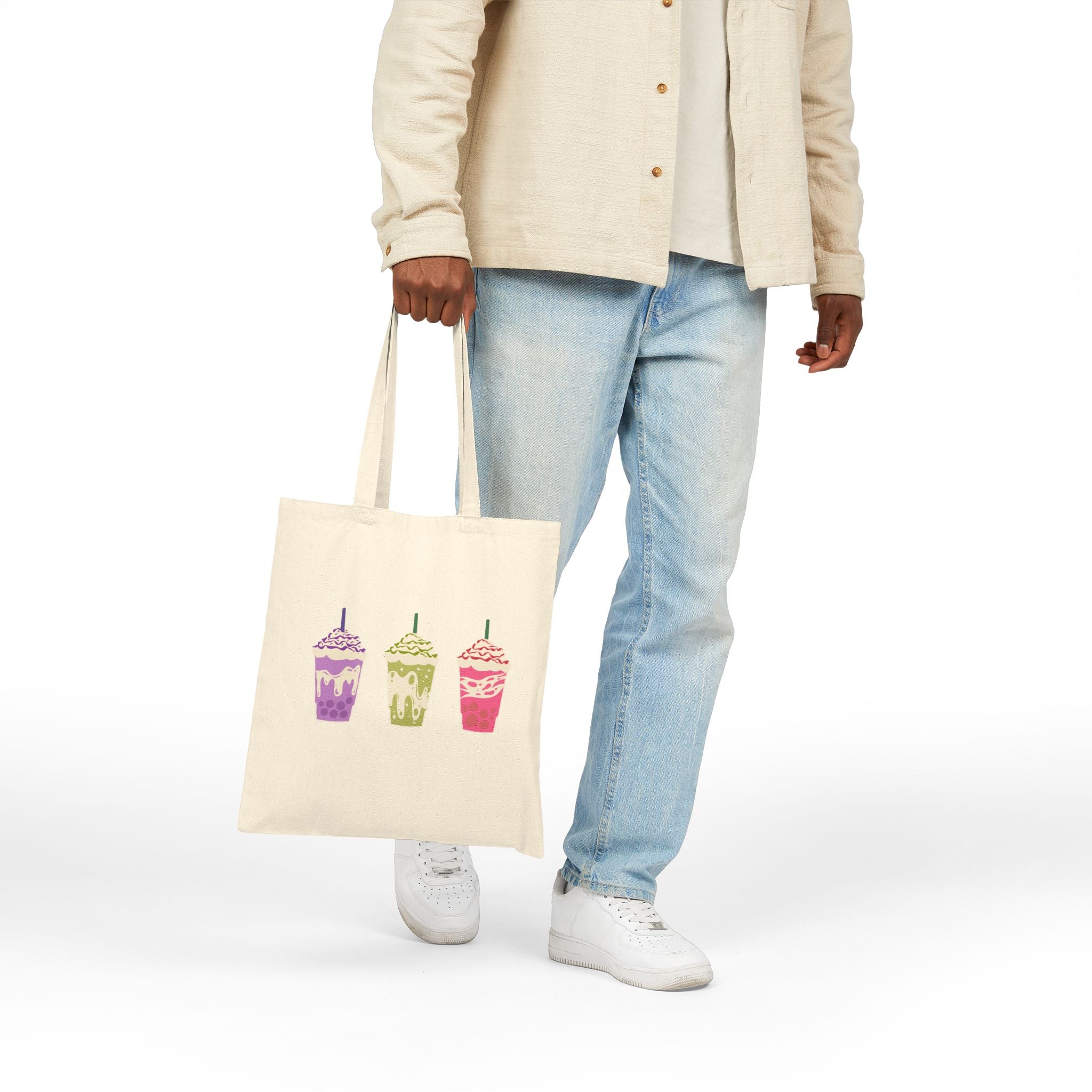 Colorful Iced Coffee Trio Canvas Tote Bag