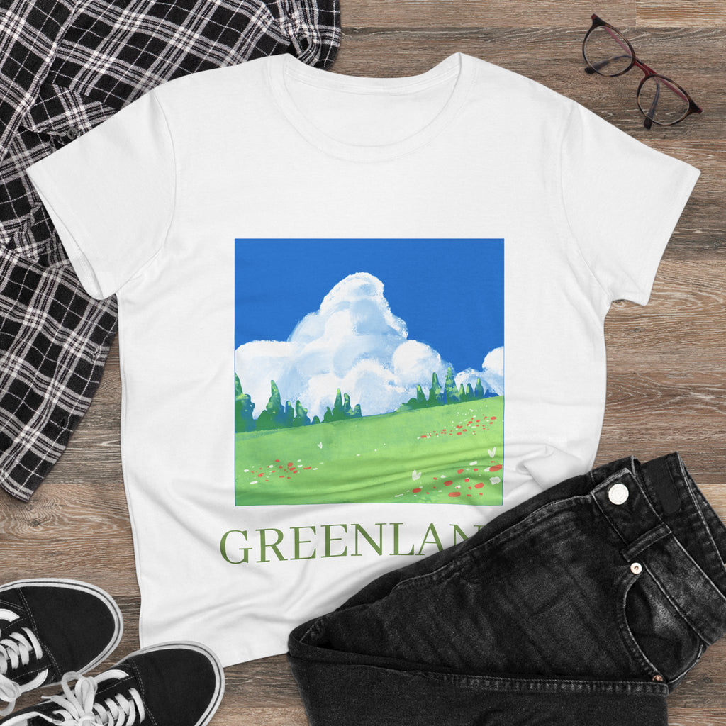 Greenland Scenic Tee — Pastel Meadow Graphic T‑Shirt