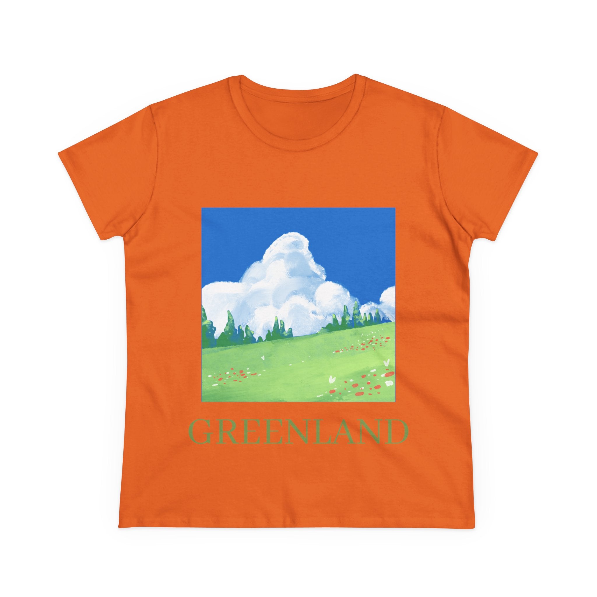 Greenland Scenic Tee — Pastel Meadow Graphic T‑Shirt
