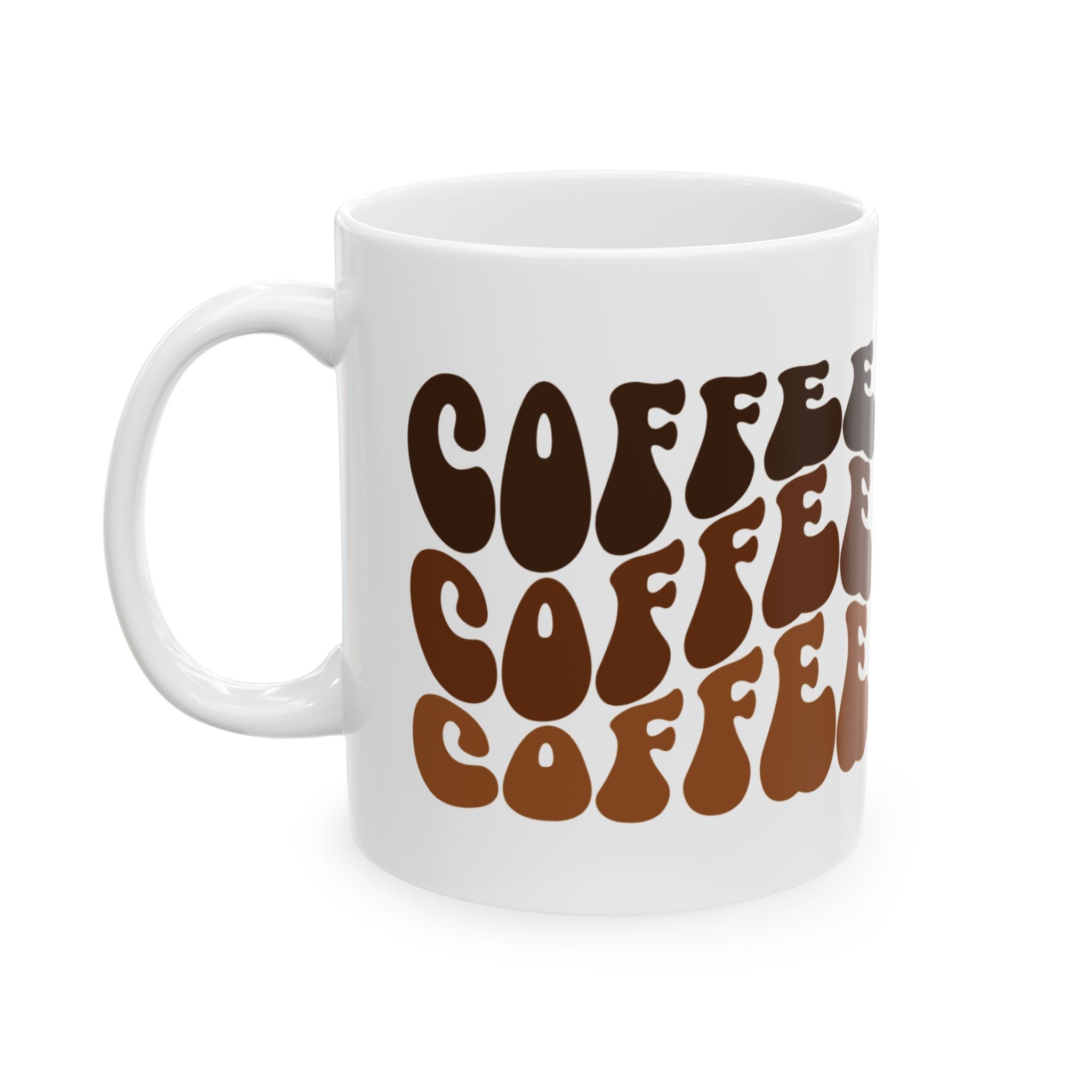 Coffee Text Ceramic Mug — 11oz & 15oz Coffee Cup