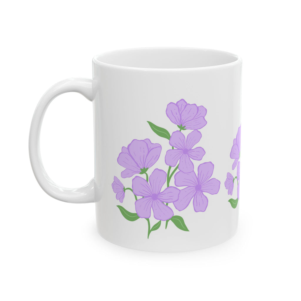 Floral Phlox Ceramic Mug — Purple Flower Coffee Cup (11oz & 15oz)