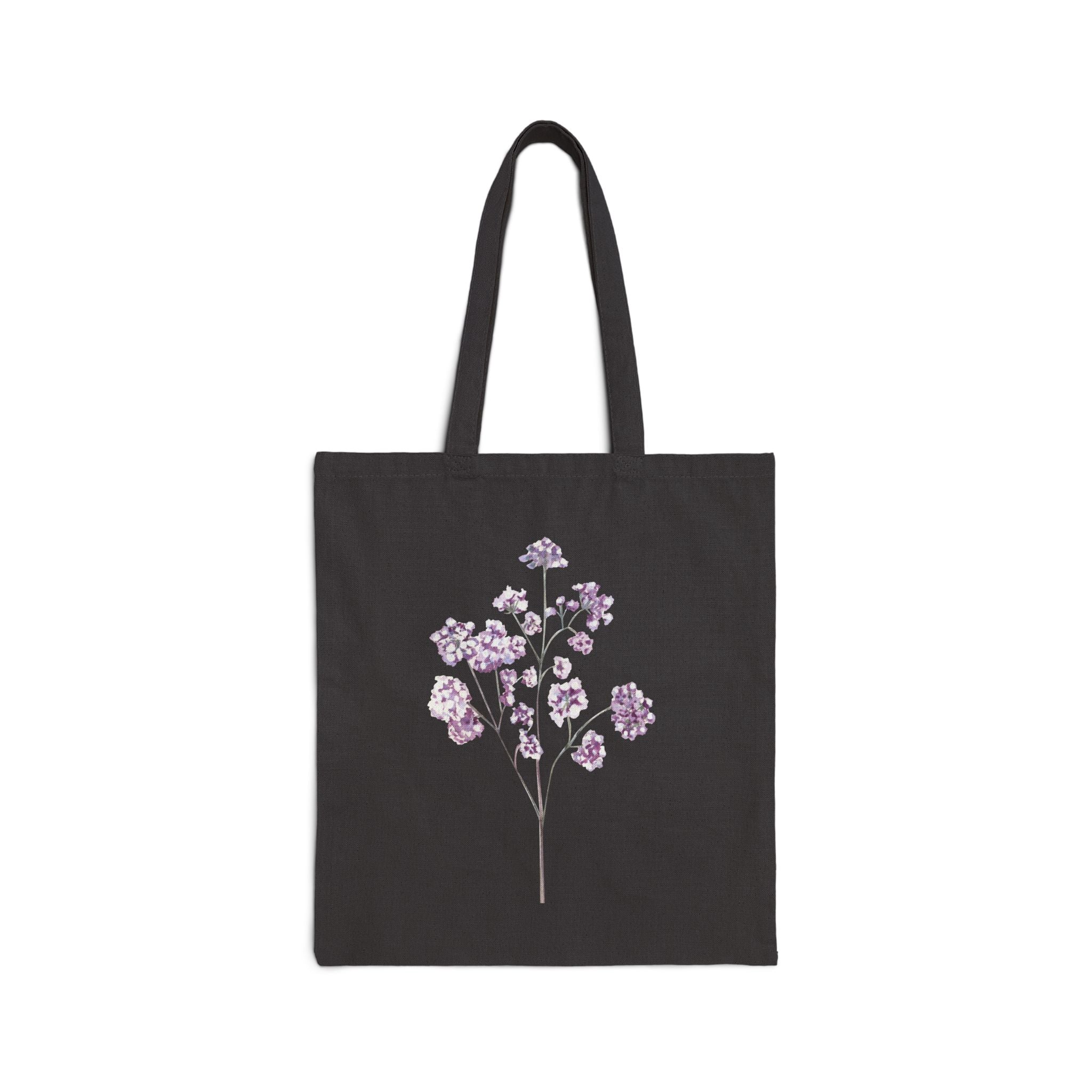 Lavender Stem Canvas Tote Bag — Minimal Purple Wildflower Cotton Tote