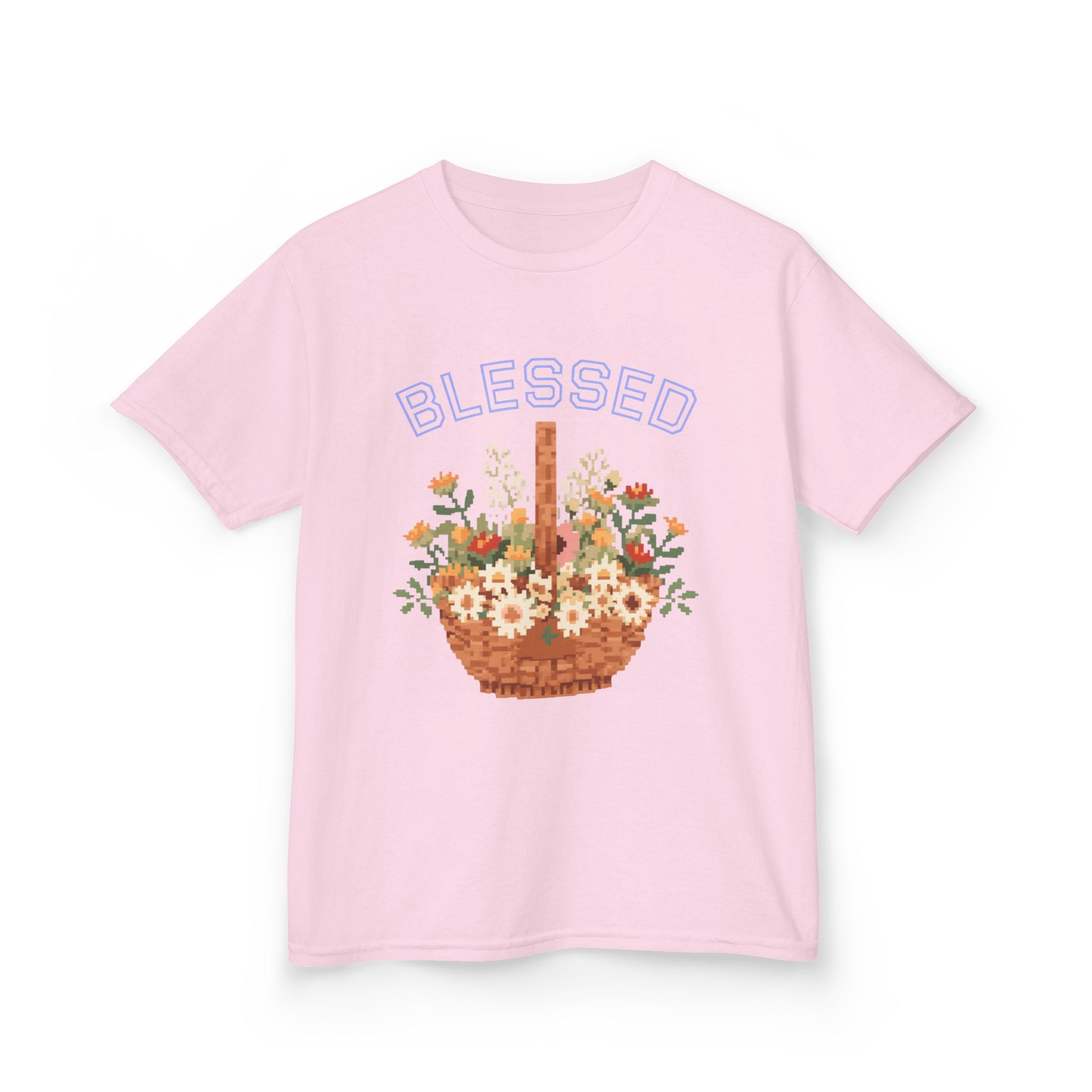 Kids 'Blessed' Floral Basket Tee — Cute Spring Youth T-Shirt