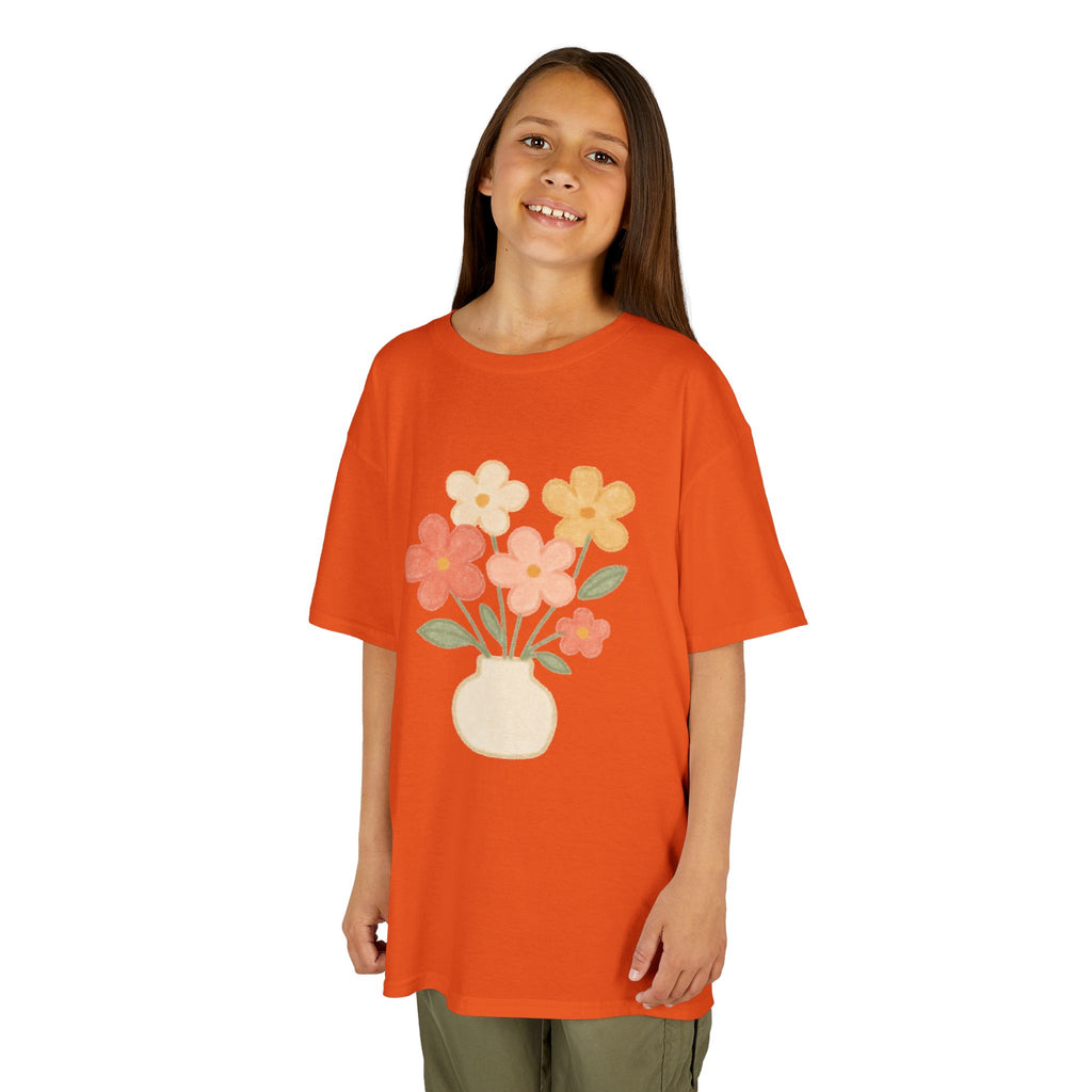 Kids Floral Vase Tee — Cute Retro Flower Graphic Shirt for Children