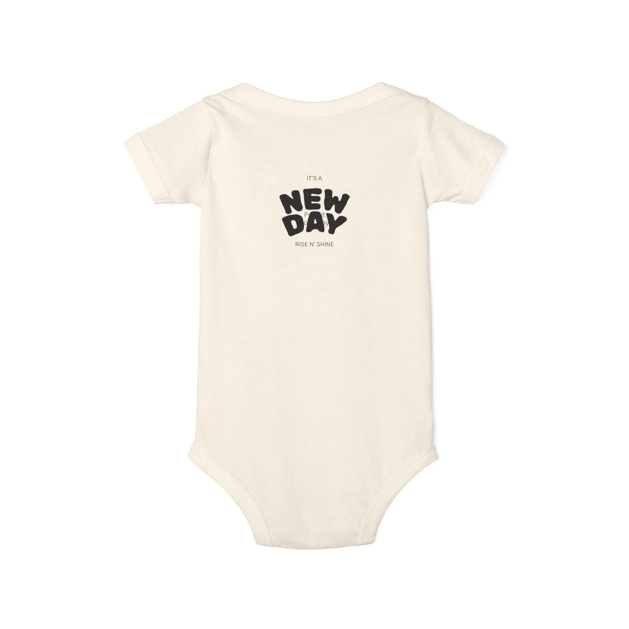 Baby Onesie - Cute Yellow Chick Front & "New Day" Back Infant Bodysuit