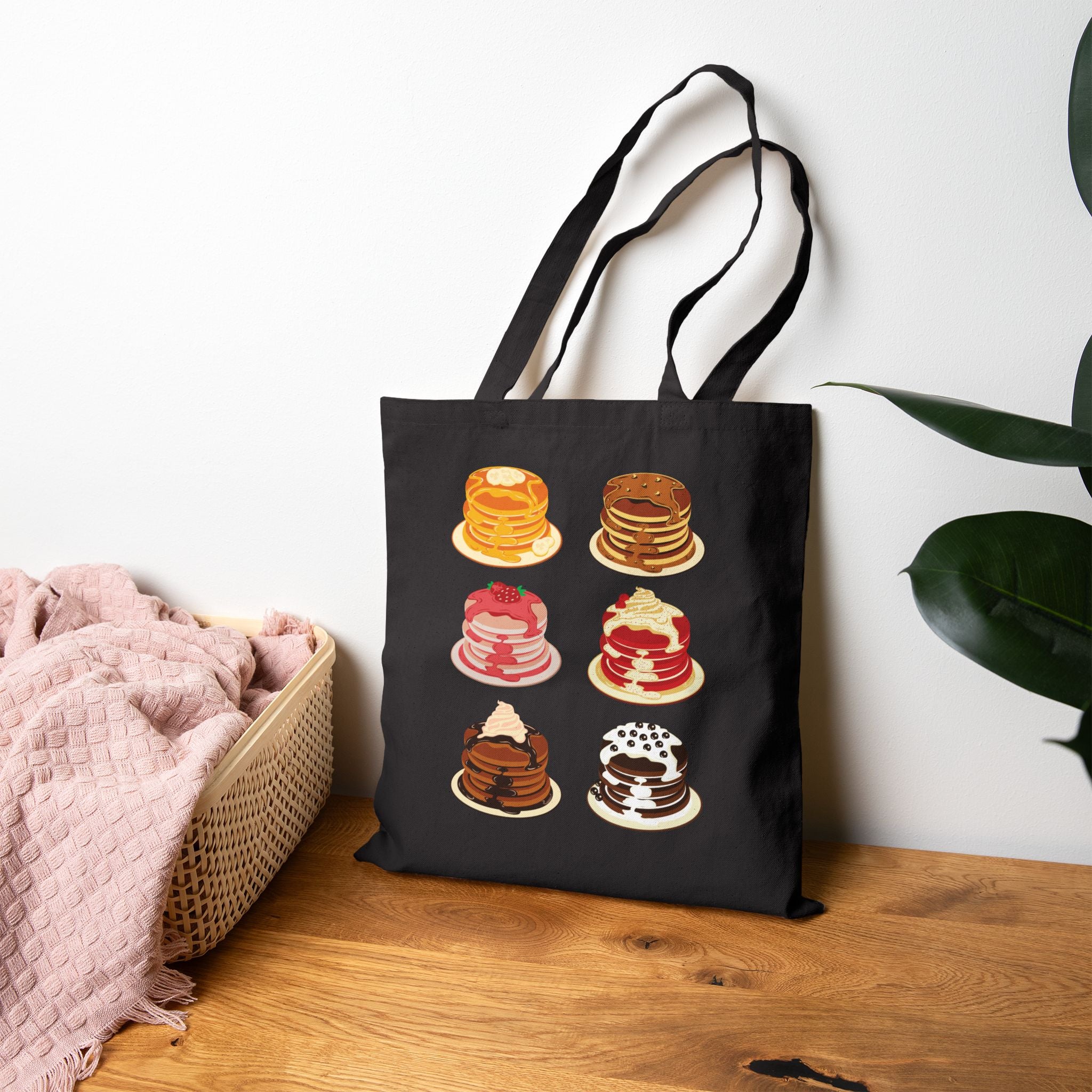 Colourfull Delicious Pancake Stack Cotton Tote Bag — Cute Brunch Grocery Tote