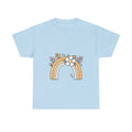 Cute Floral Rainbow Tee — Boho Daisy Rainbow Graphic T-Shirt