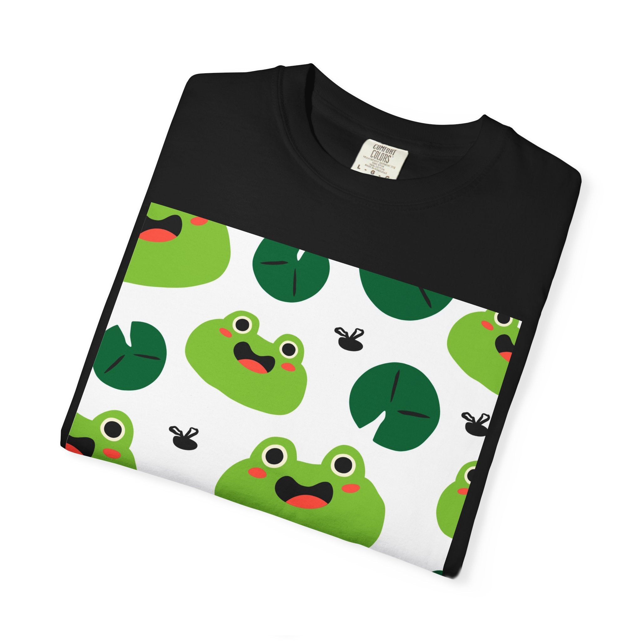 Frog Pattern T-Shirt — Cute Lily Pad Frogs Graphic Tee