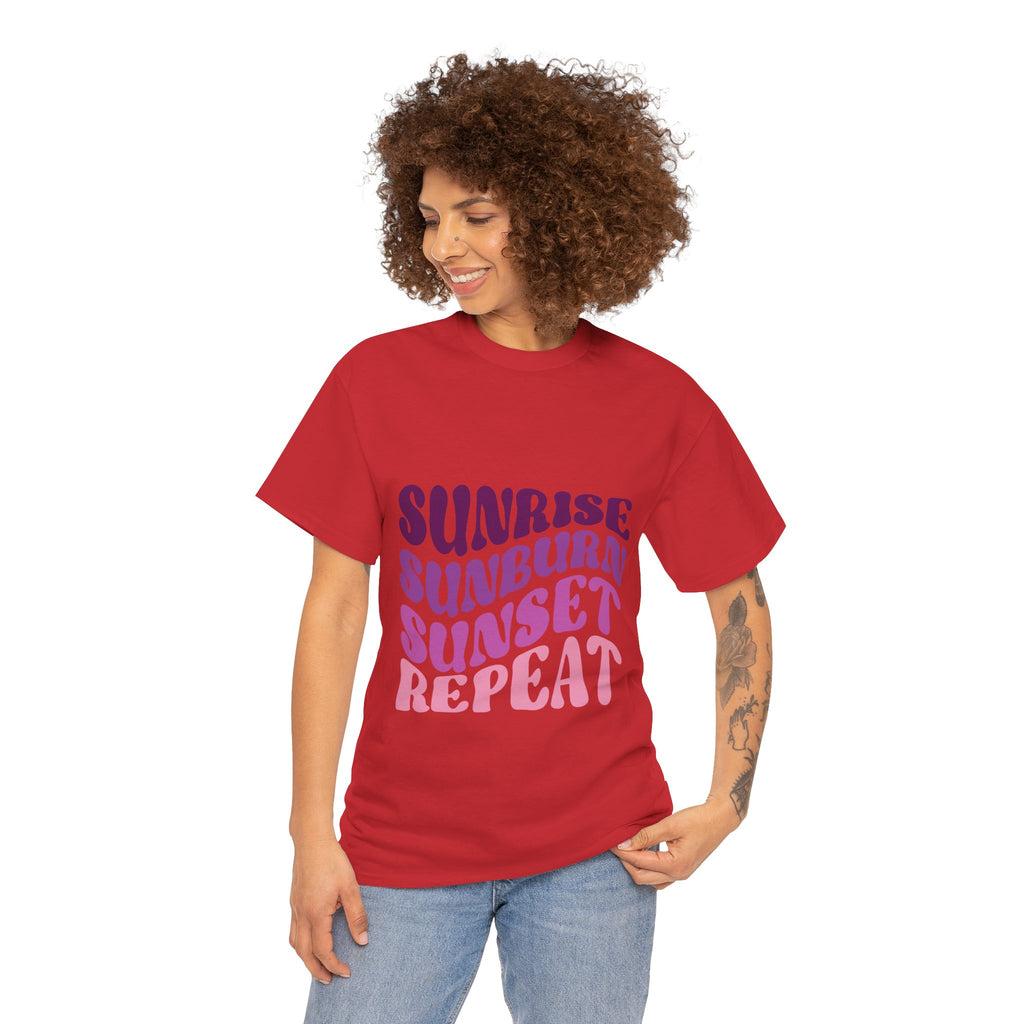 Sunrise Sunburn Sunset Repeat Retro Beach Tee