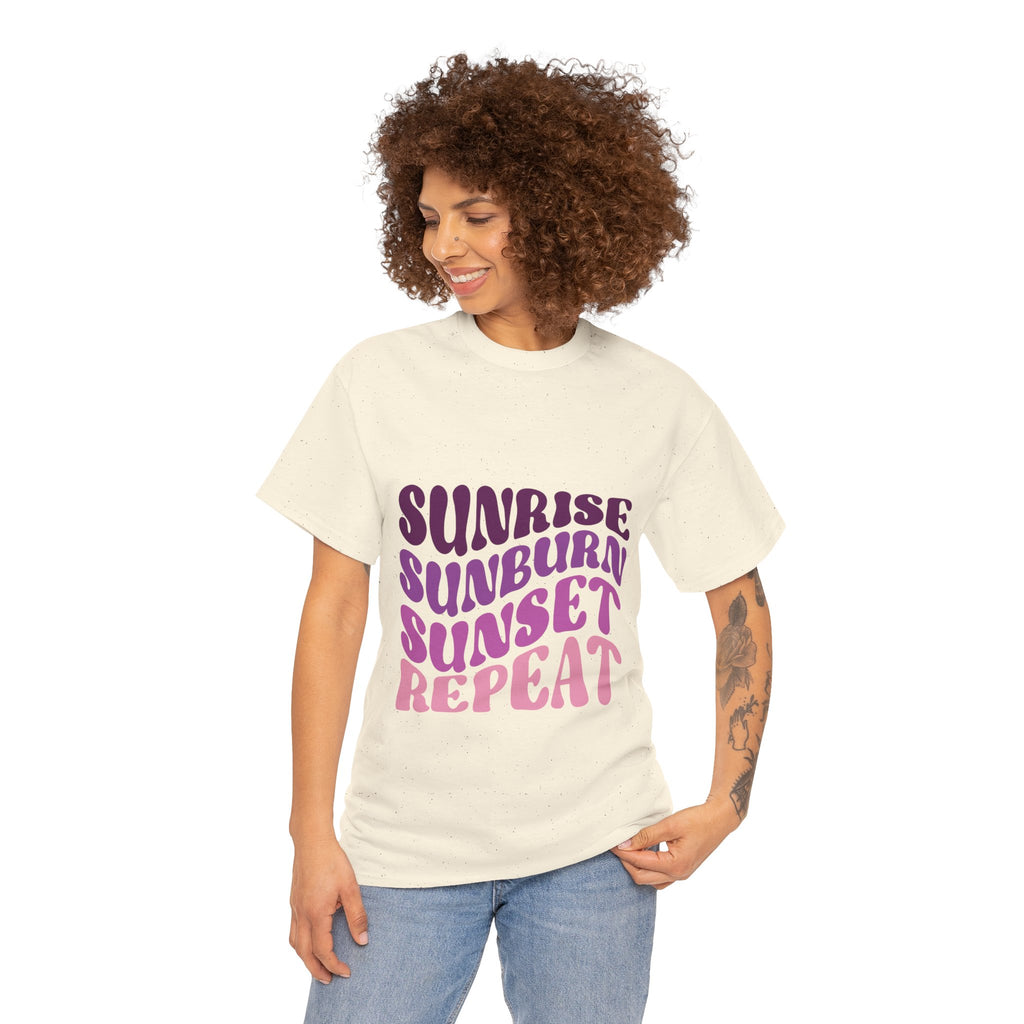 Sunrise Sunburn Sunset Repeat Retro Beach Tee