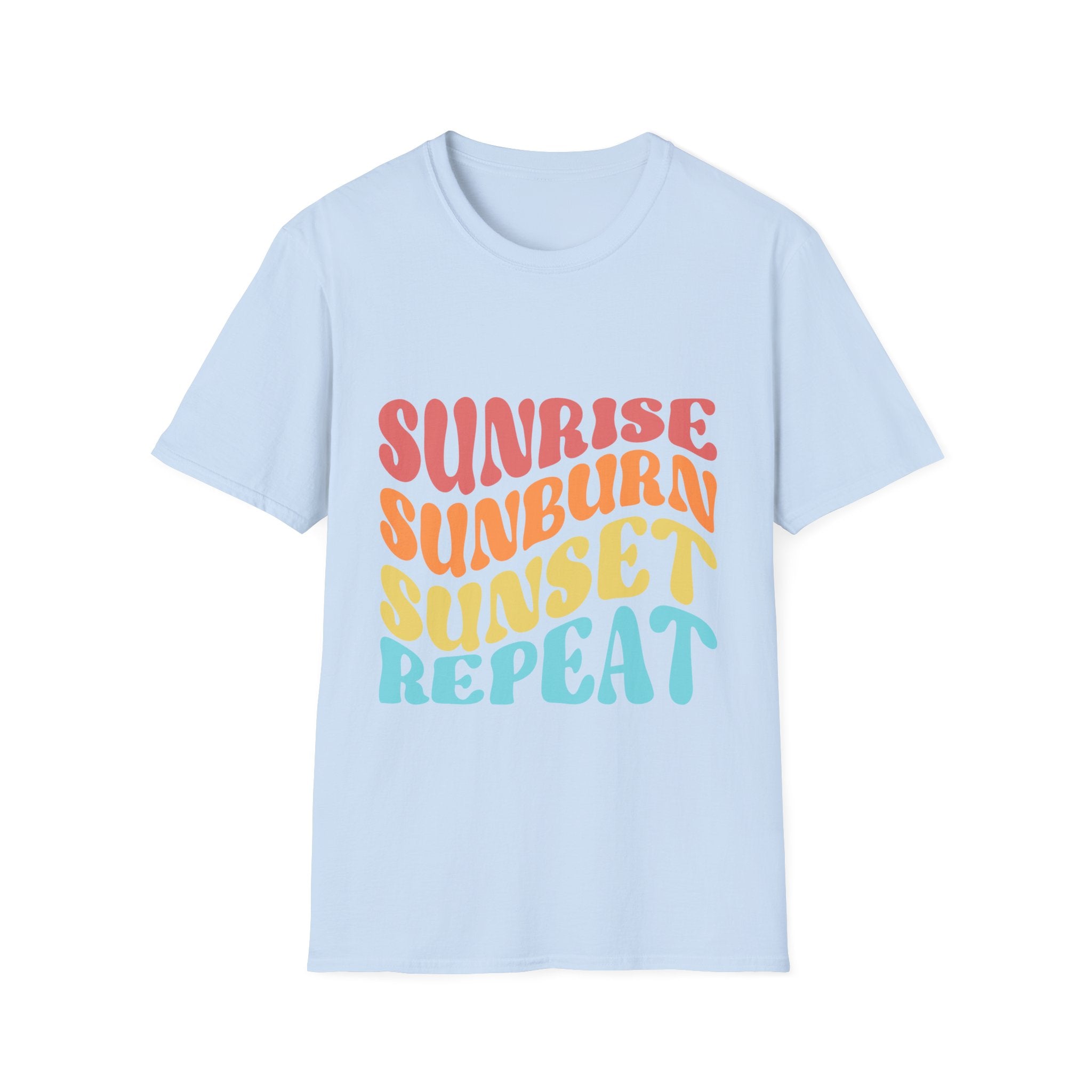 Sunrise Sunburn Sunset Repeat Text Printed T-Shirt