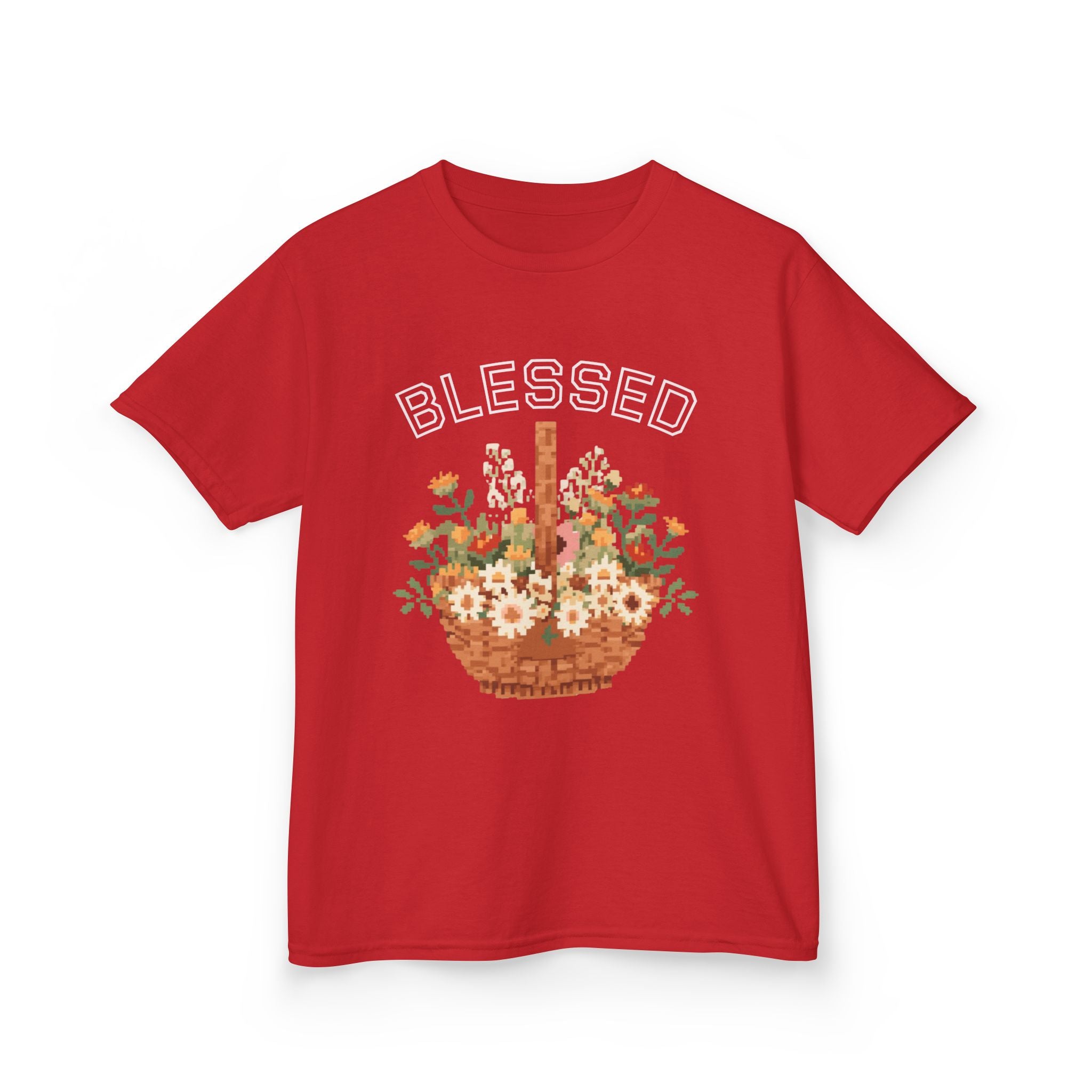 Kids 'Blessed' Floral Basket Tee — Cute Spring Youth T-Shirt