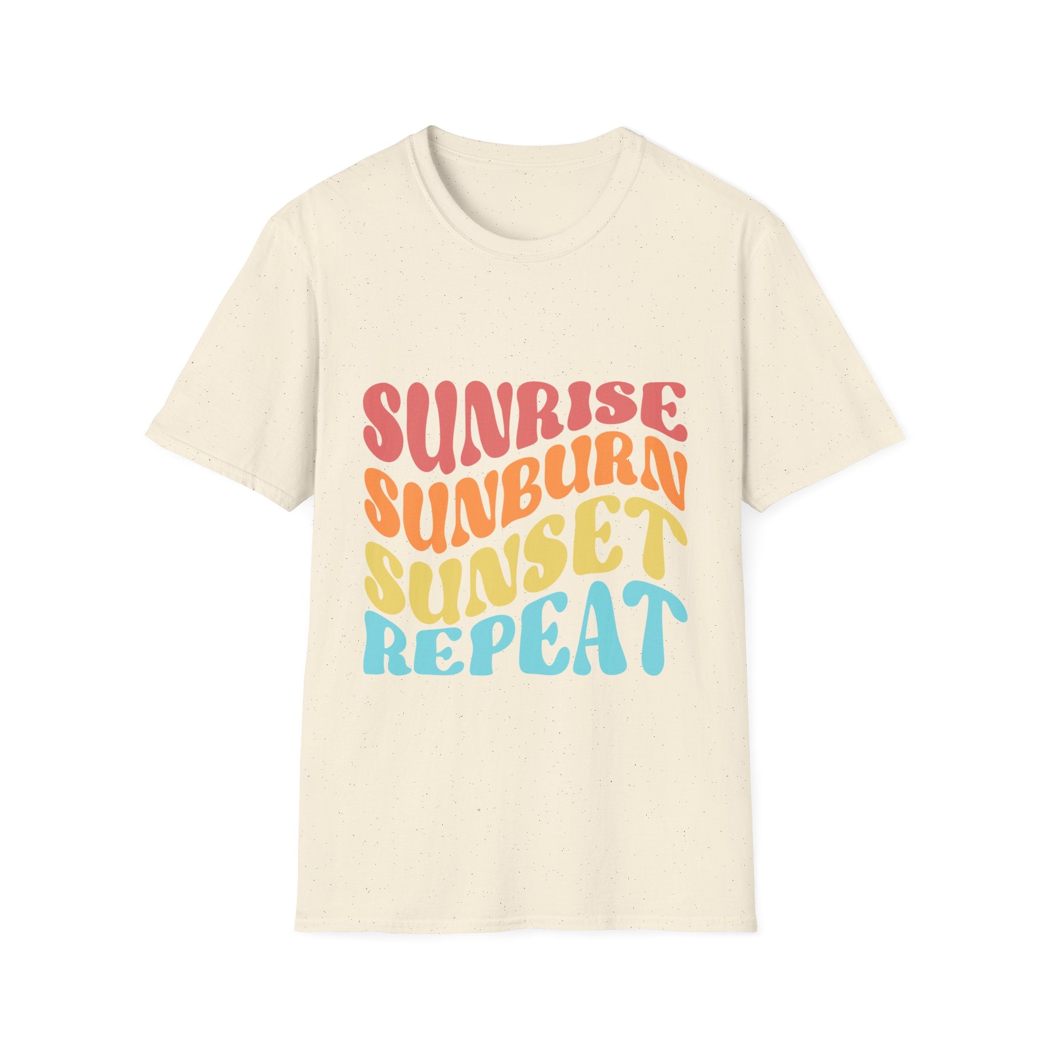 Sunrise Sunburn Sunset Repeat Text Printed T-Shirt