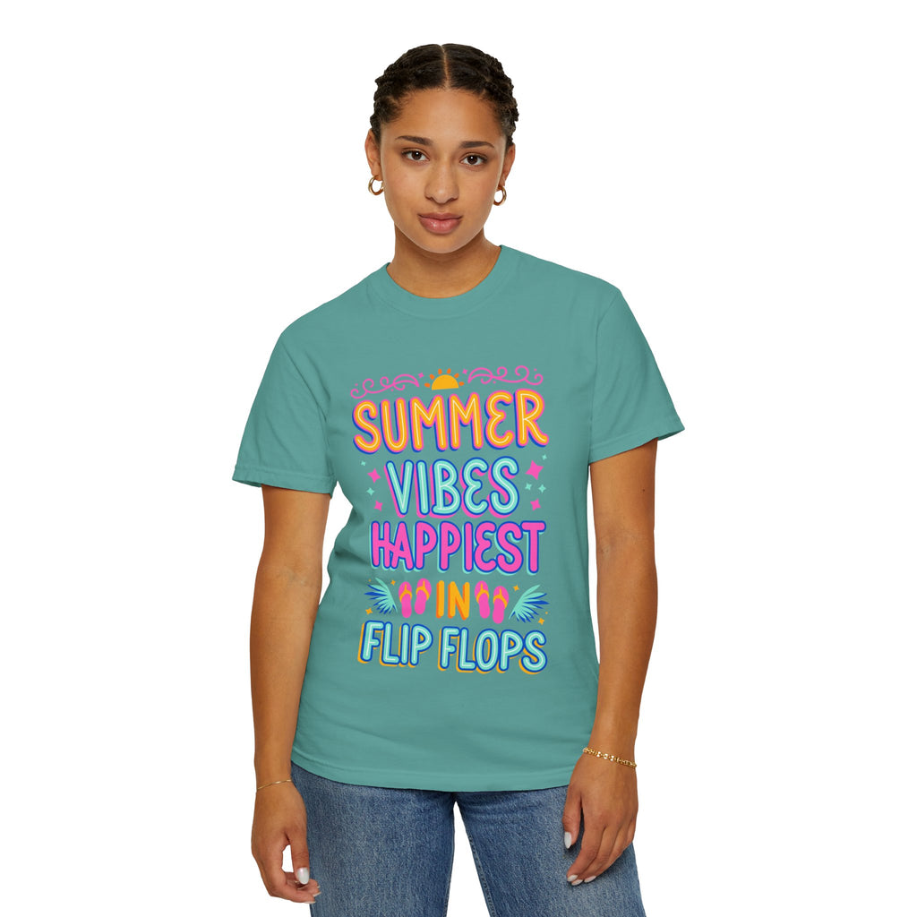 Summer Vibes Happiest in Flip Flops Text Printed Unisex T-Shirt