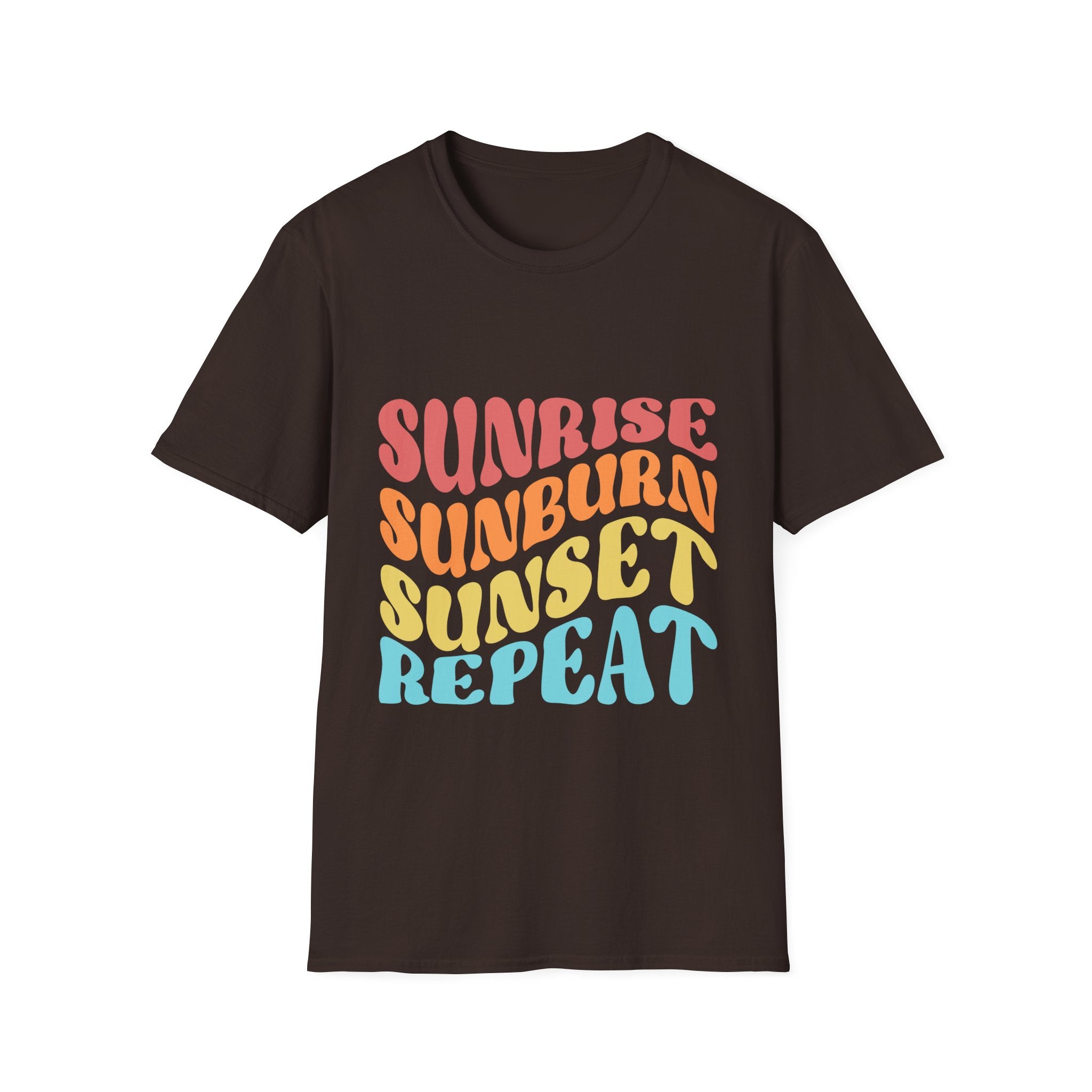 Sunrise Sunburn Sunset Repeat Text Printed T-Shirt