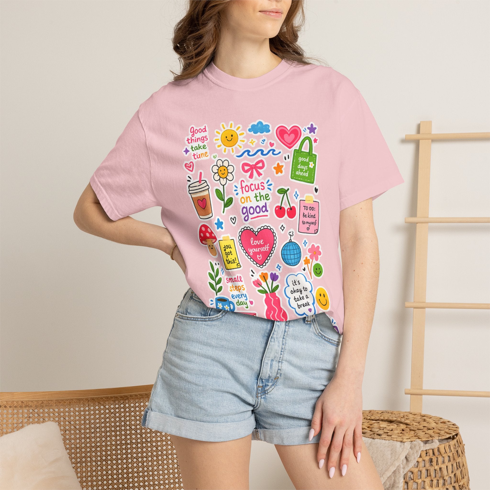 Positive Doodles Graphic T-Shirt — "Focus on the Good" Inspirational Tee