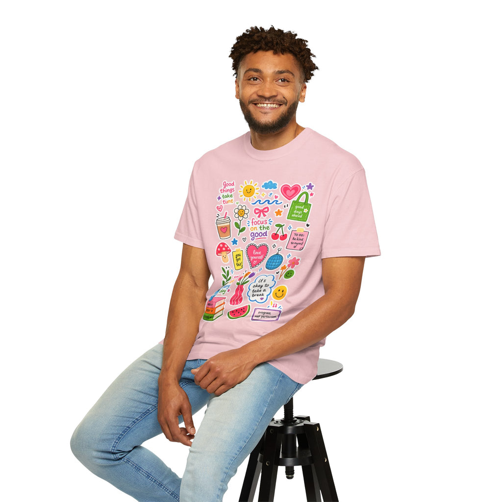 Positive Doodles Graphic T-Shirt — "Focus on the Good" Inspirational Tee