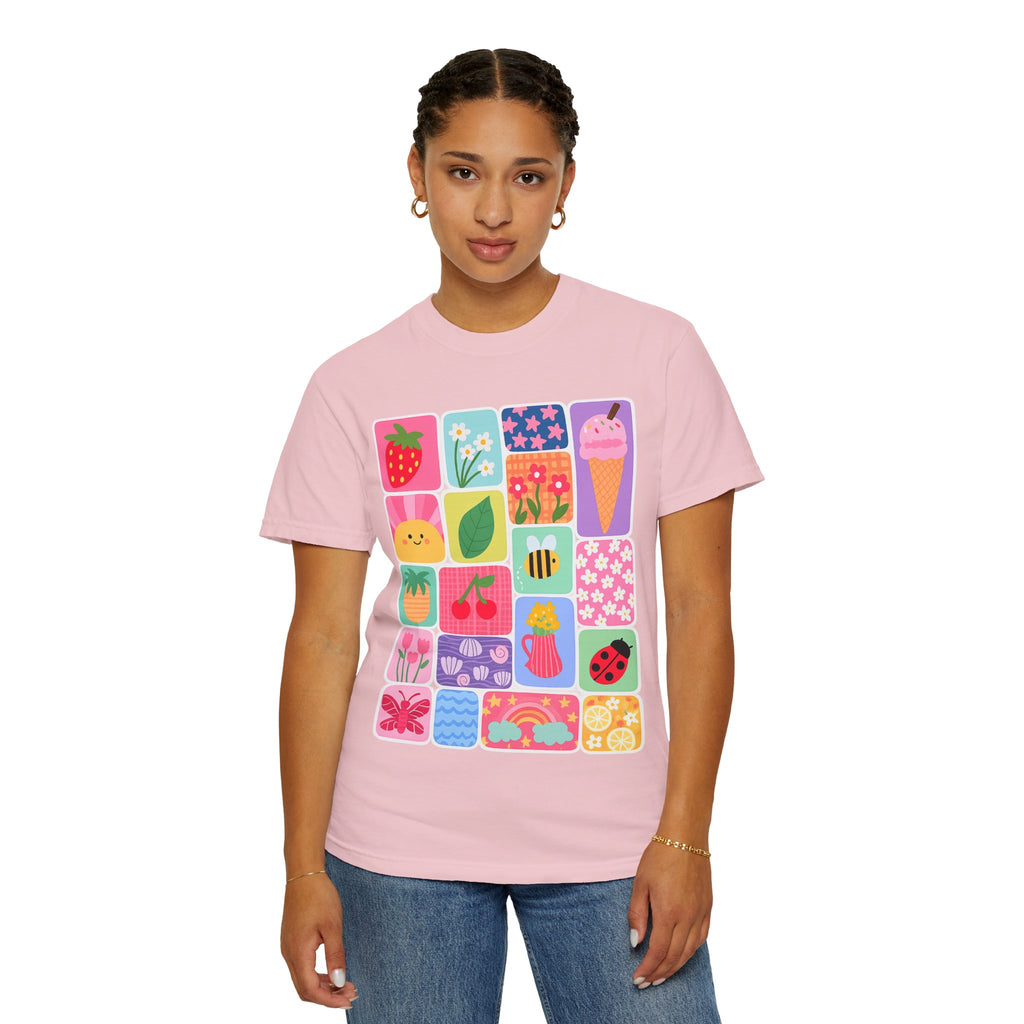 Retro Cute Icons Summer T-Shirt — Colorful Illustration Tee