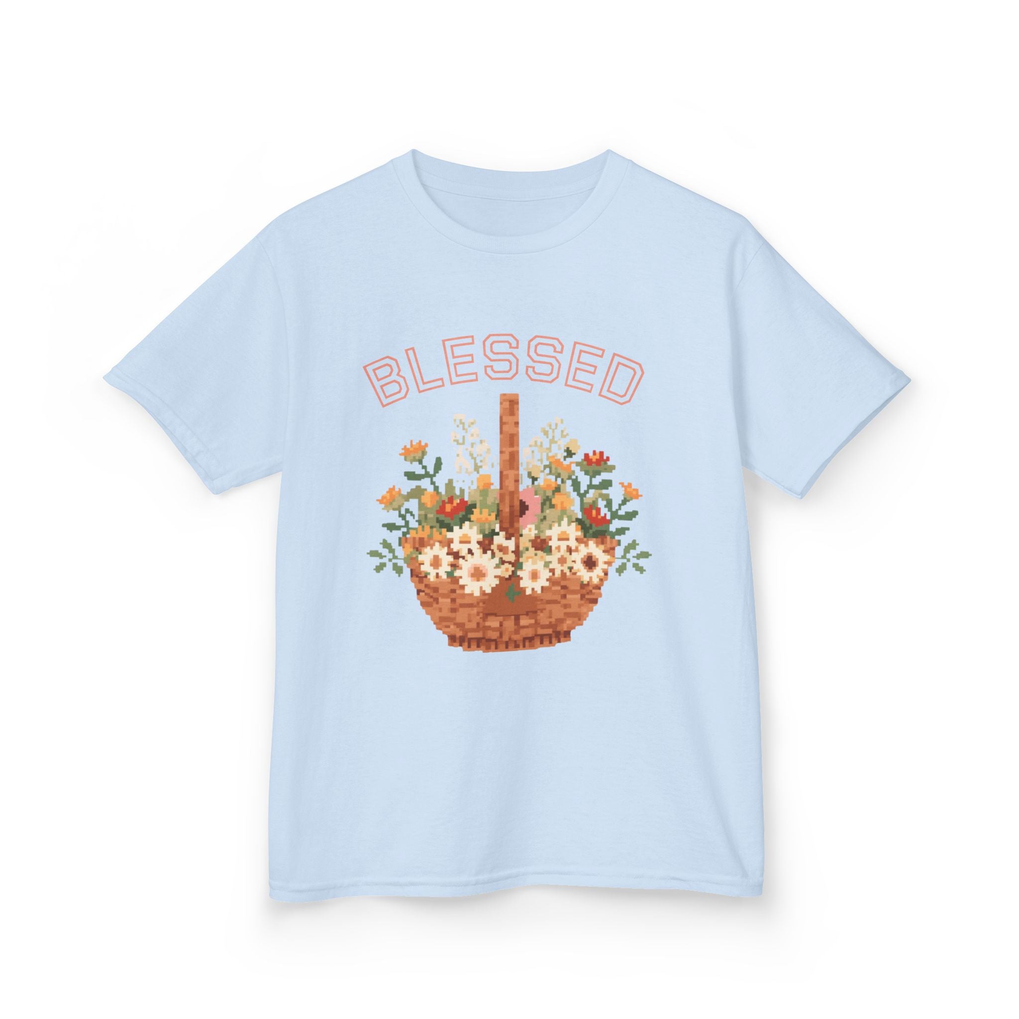 Kids 'Blessed' Floral Basket Tee — Cute Spring Youth T-Shirt