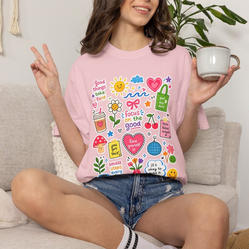 Positive Doodles Graphic T-Shirt — "Focus on the Good" Inspirational Tee
