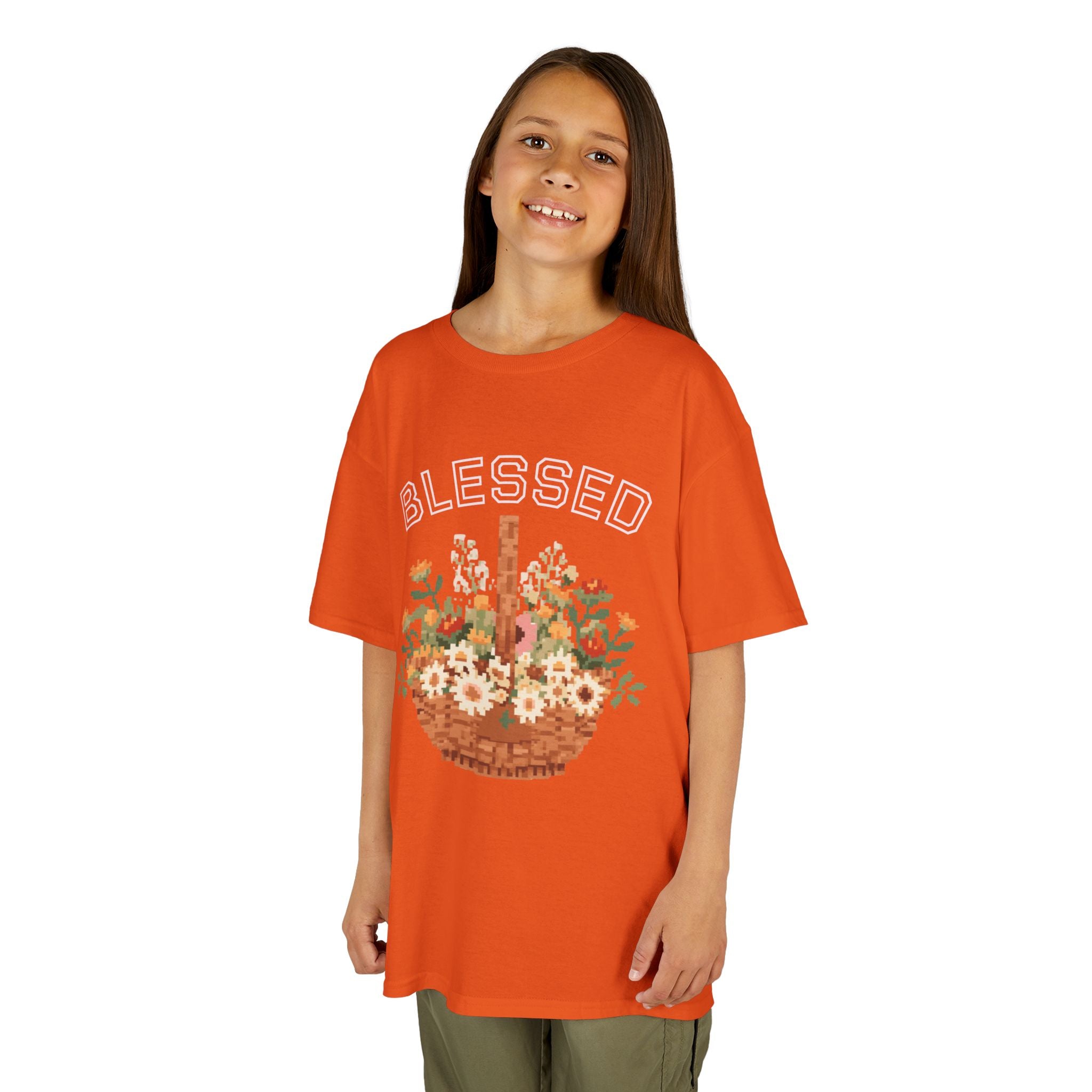 Kids 'Blessed' Floral Basket Tee — Cute Spring Youth T-Shirt