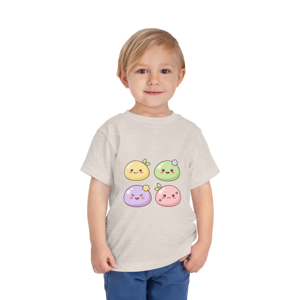 Kawaii Fruit Faces Toddler Tee — Cute Pastel Fruit Characters Shirt