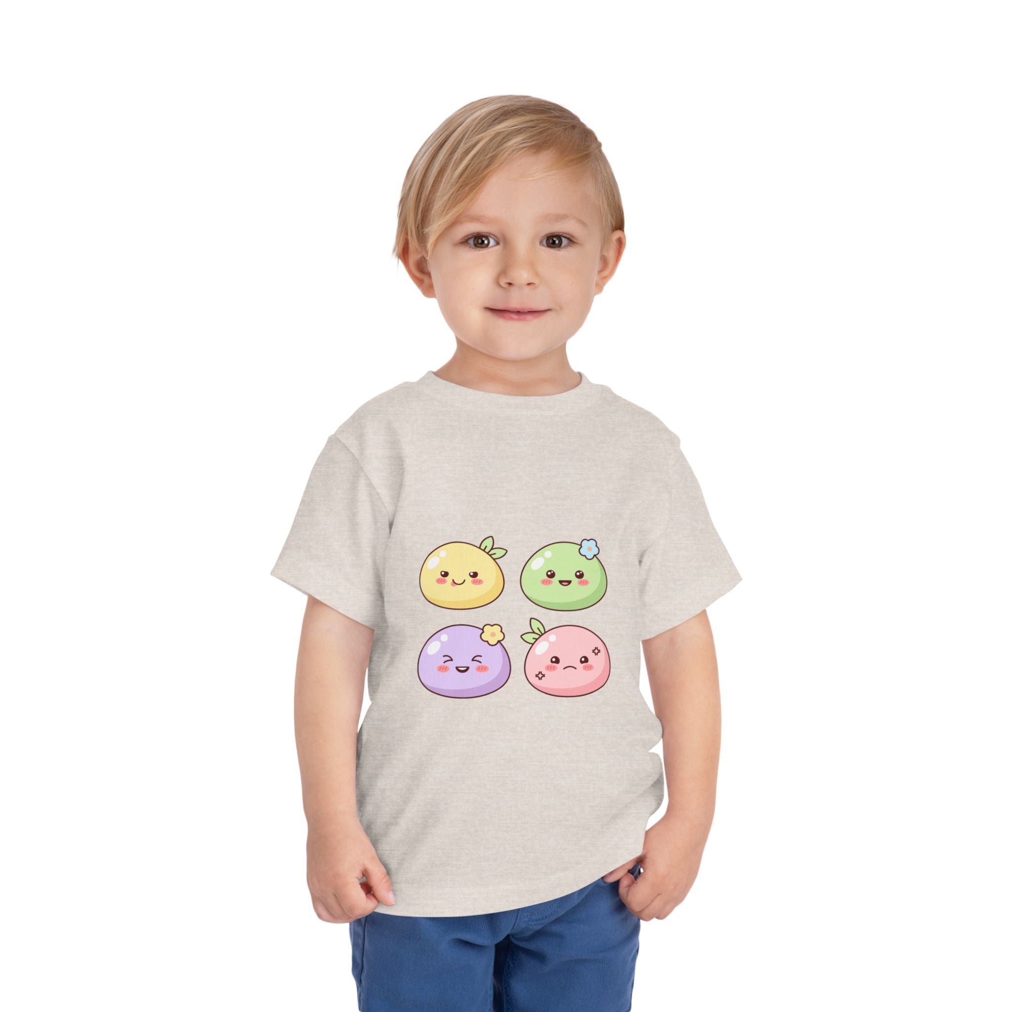 Kawaii Fruit Faces Toddler Tee — Cute Pastel Fruit Characters Shirt