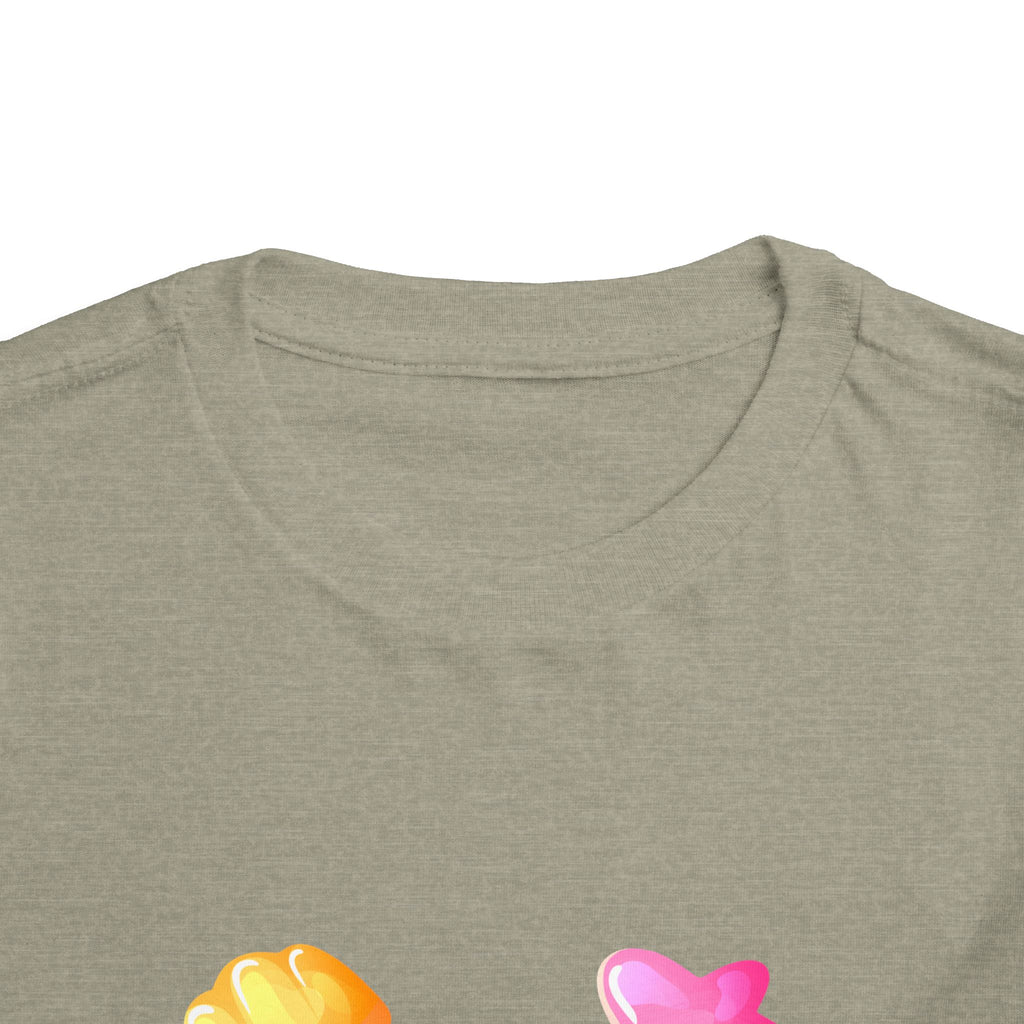 Toddler Candy Shapes Tee — Colorful Candy Heart Star Graphic Shirt for Kids