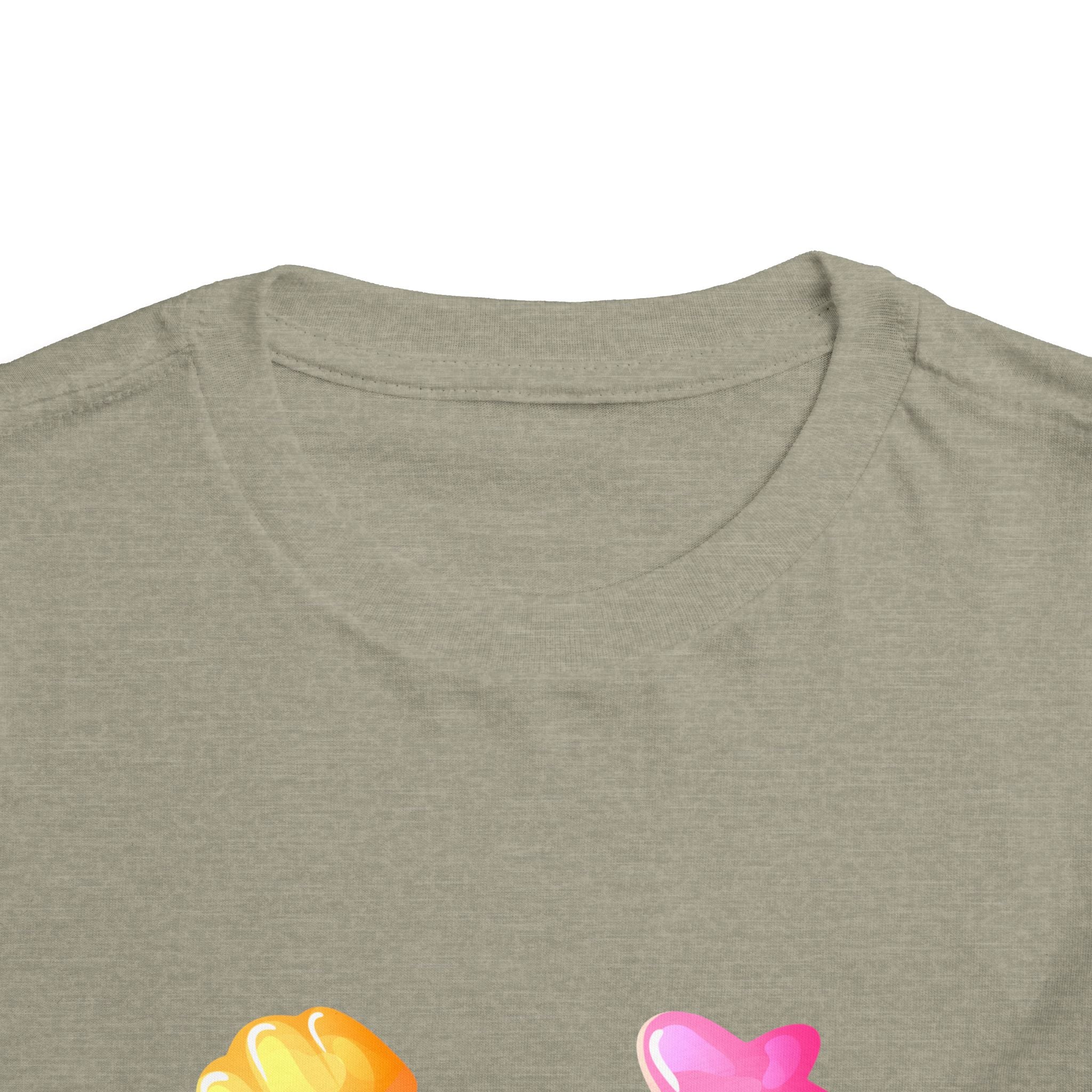 Toddler Candy Shapes Tee — Colorful Candy Heart Star Graphic Shirt for Kids