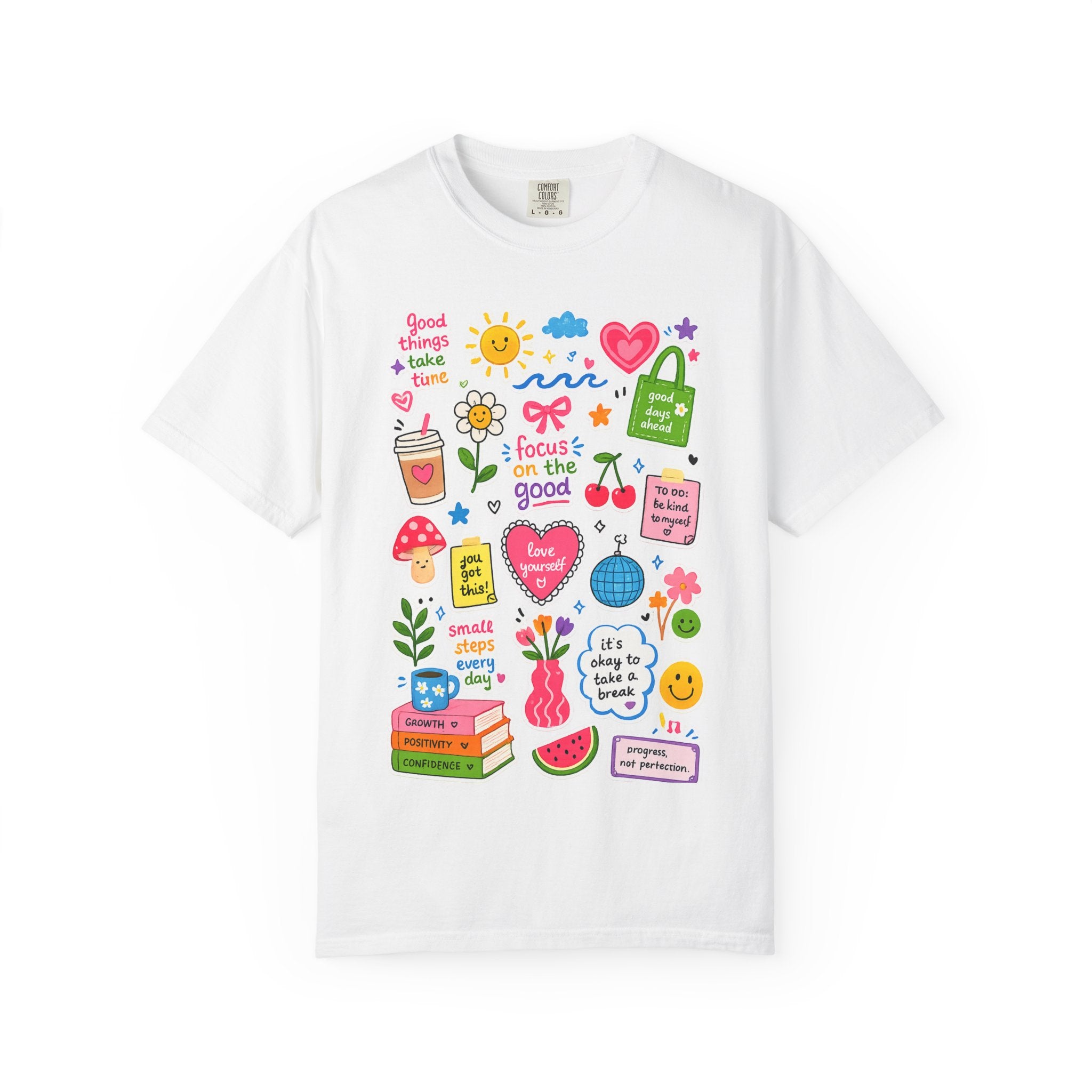 Positive Doodles Graphic T-Shirt — "Focus on the Good" Inspirational Tee
