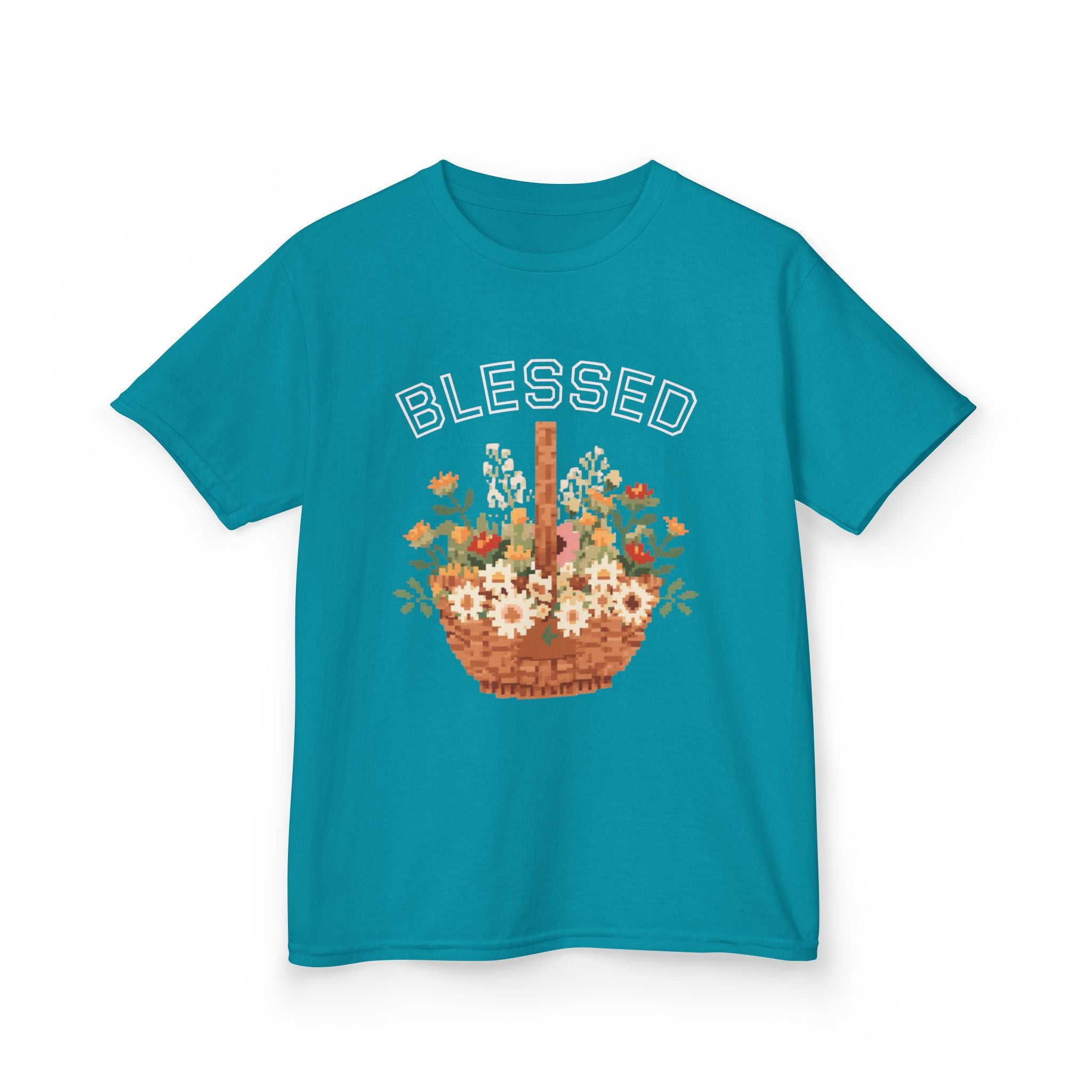 Kids 'Blessed' Floral Basket Tee — Cute Spring Youth T-Shirt