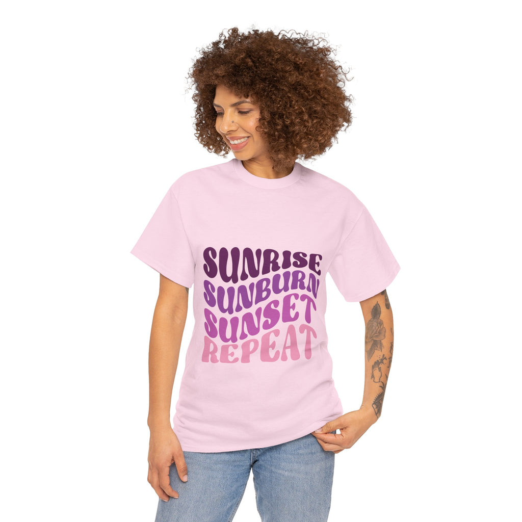 Sunrise Sunburn Sunset Repeat Retro Beach Tee