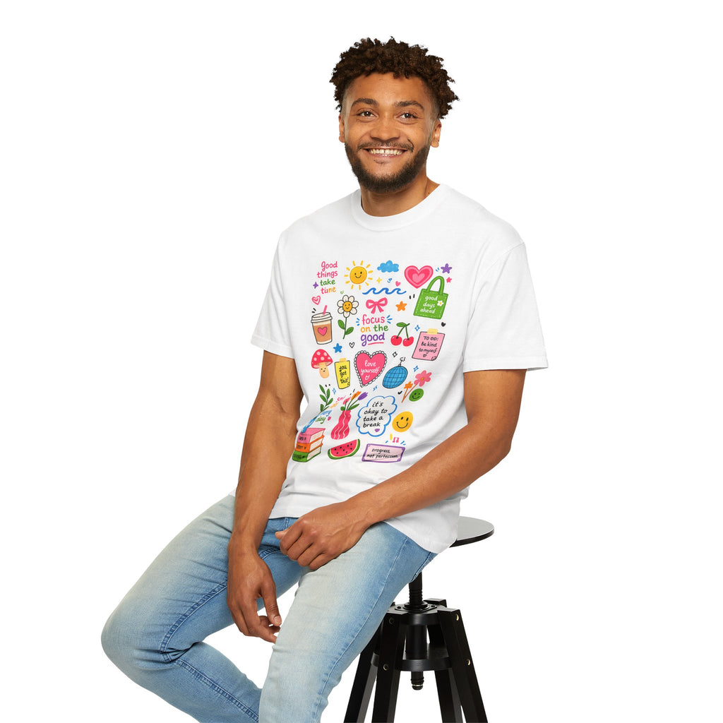 Positive Doodles Graphic T-Shirt — "Focus on the Good" Inspirational Tee