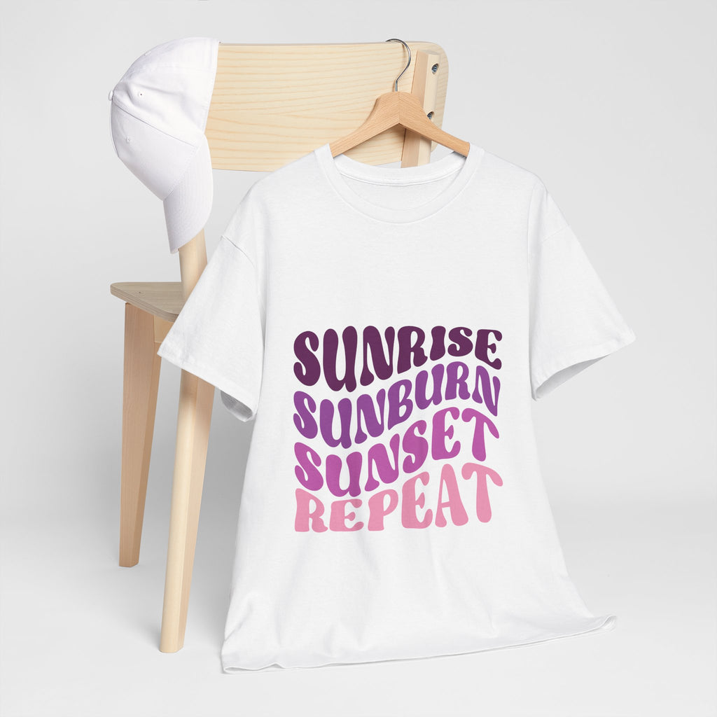 Sunrise Sunburn Sunset Repeat Retro Beach Tee