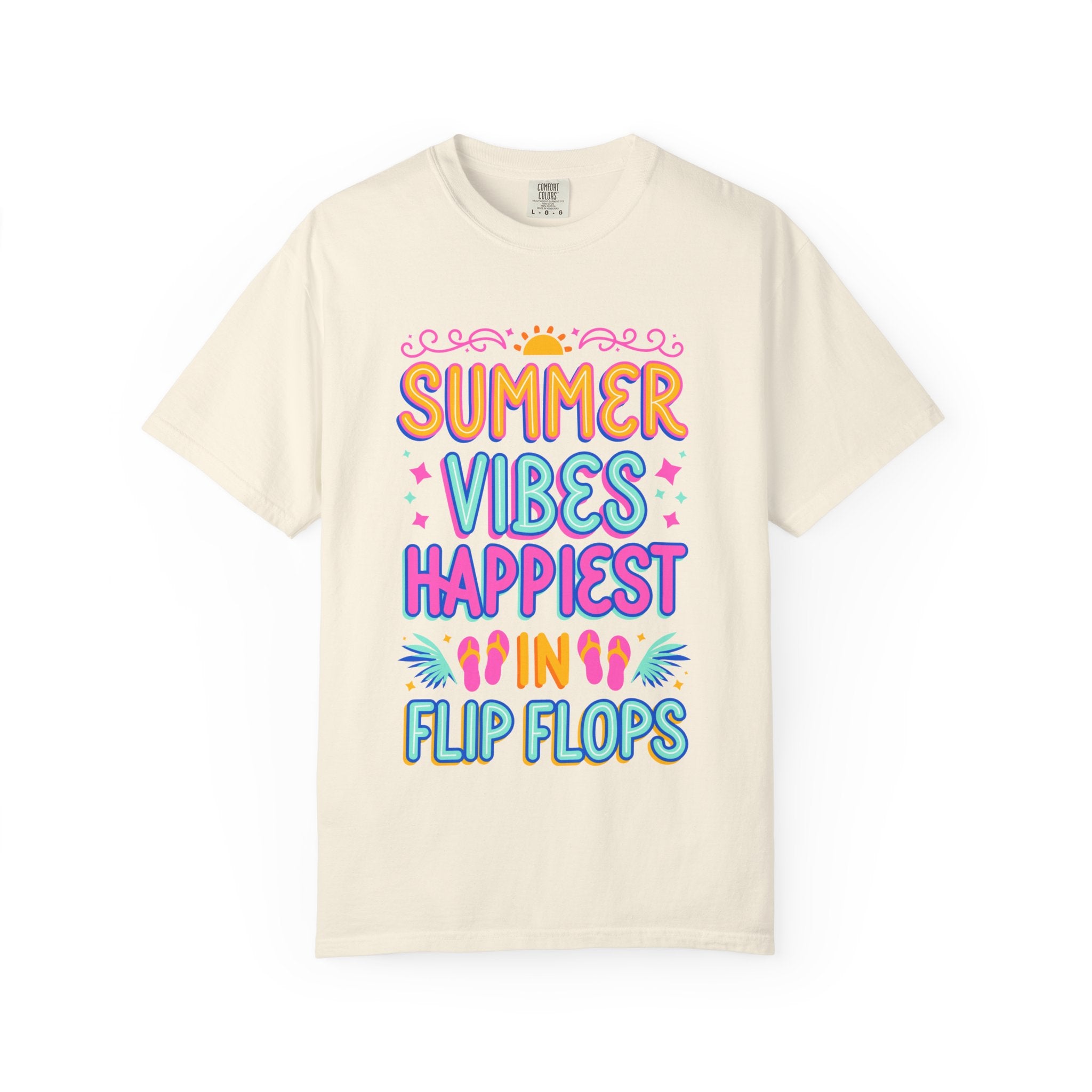 Summer Vibes Happiest in Flip Flops Text Printed Unisex T-Shirt