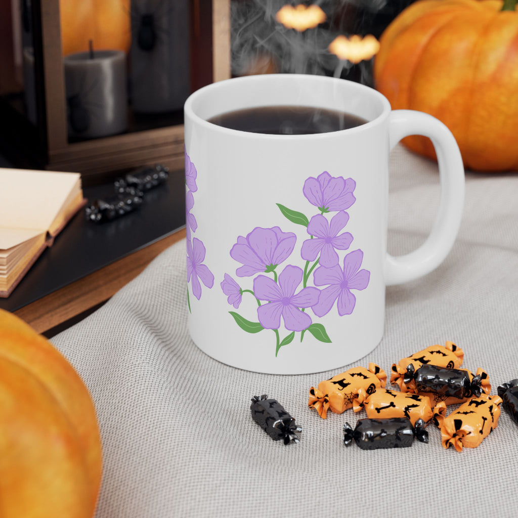 Floral Phlox Ceramic Mug — Purple Flower Coffee Cup (11oz & 15oz)