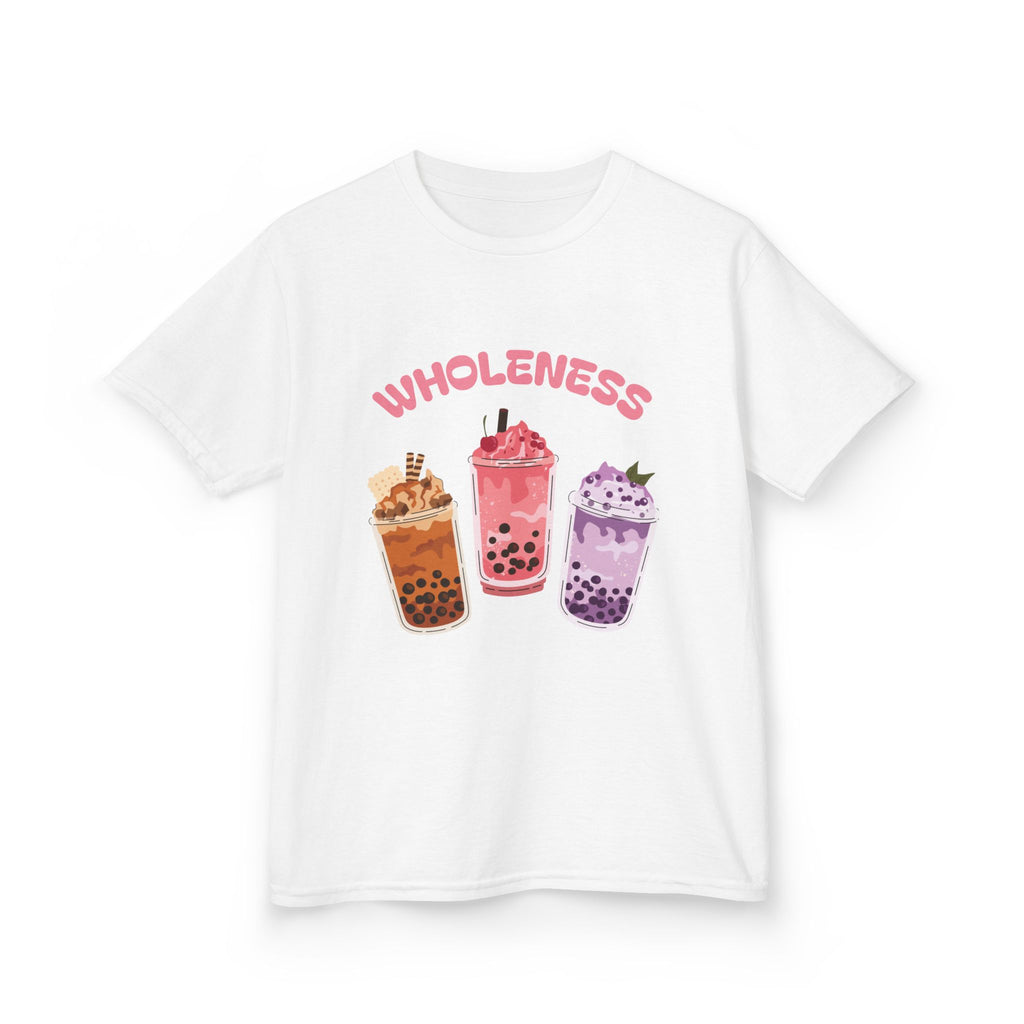 Youth Comfortable Boba Tea "WHOLENESS" Printed T-shirt