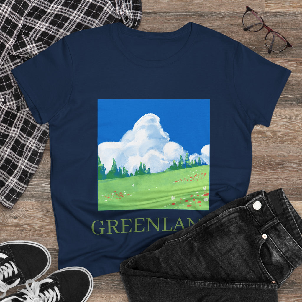 Greenland Scenic Tee — Pastel Meadow Graphic T‑Shirt