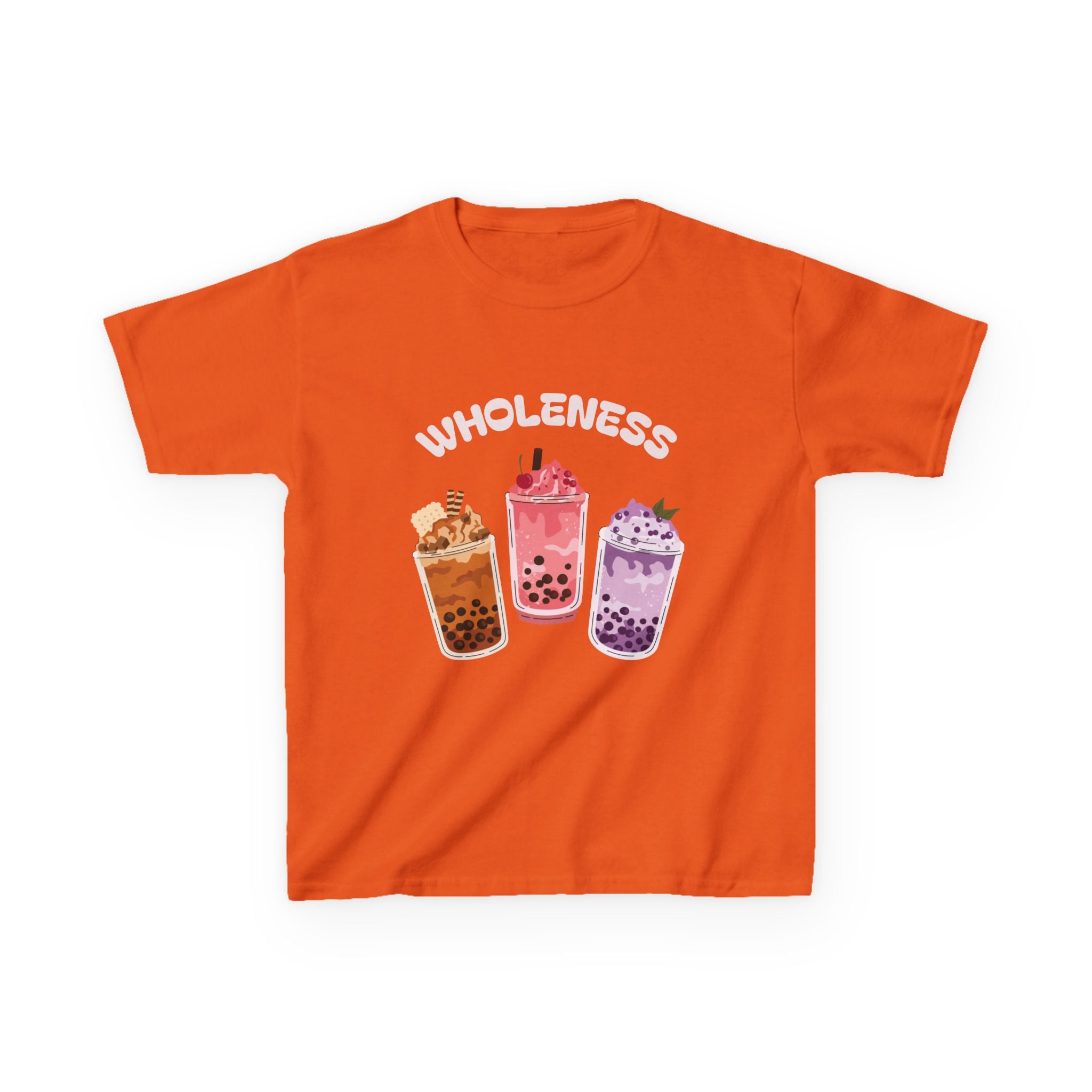 Youth Comfortable Boba Tea "WHOLENESS" Printed T-shirt
