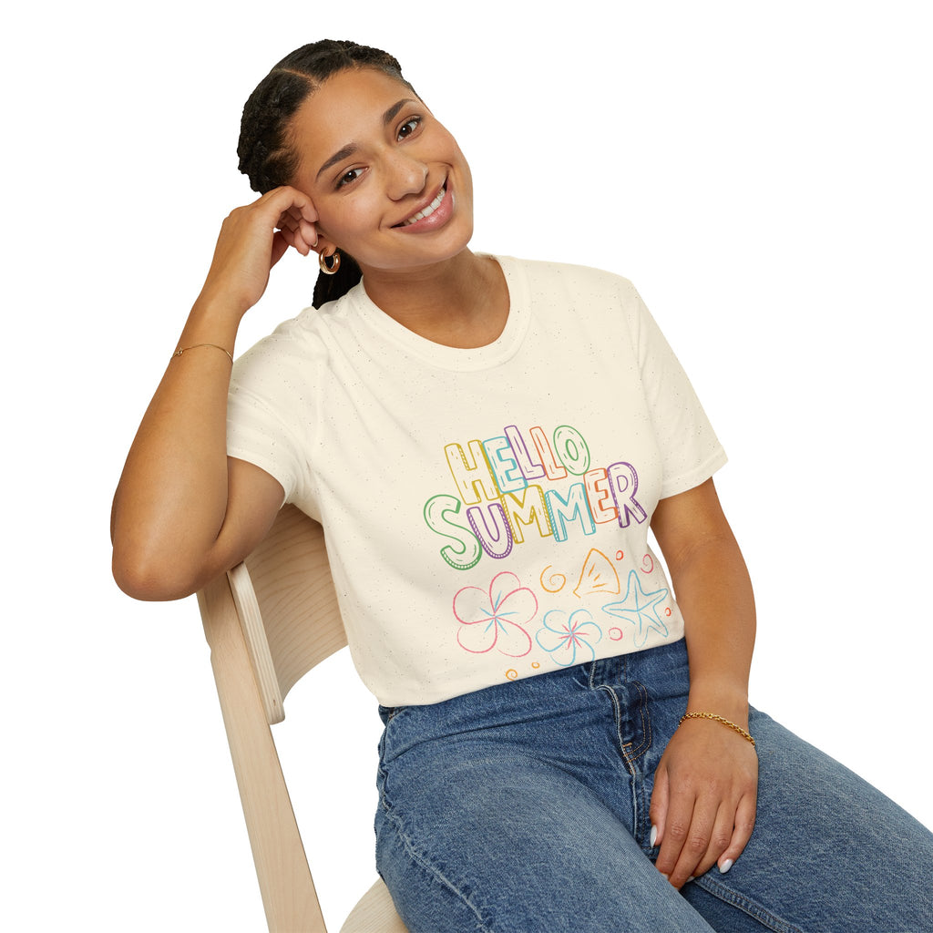 Hello Summer T-Shirt — Pastel Beach Vibes Graphic Tee