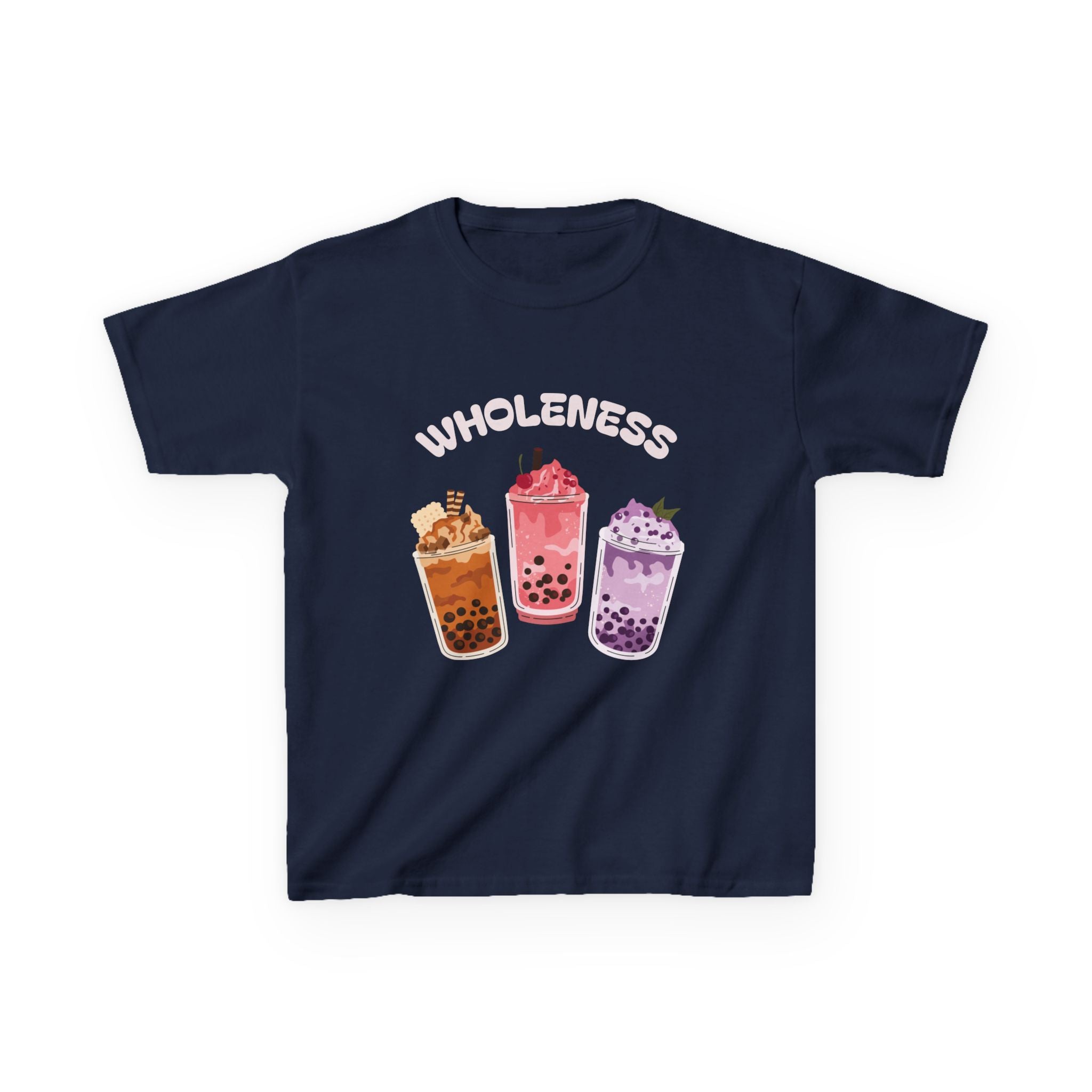 Youth Comfortable Boba Tea "WHOLENESS" Printed T-shirt