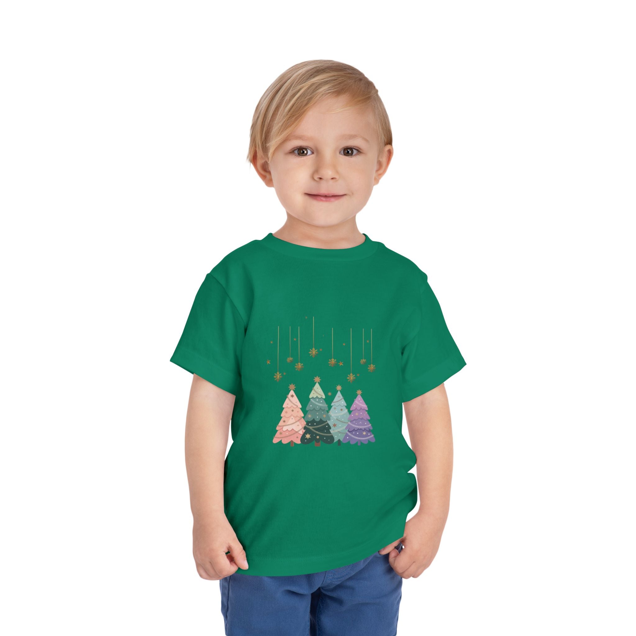 Toddler Tee — Pastel Rainbow Christmas Trees Holiday Shirt