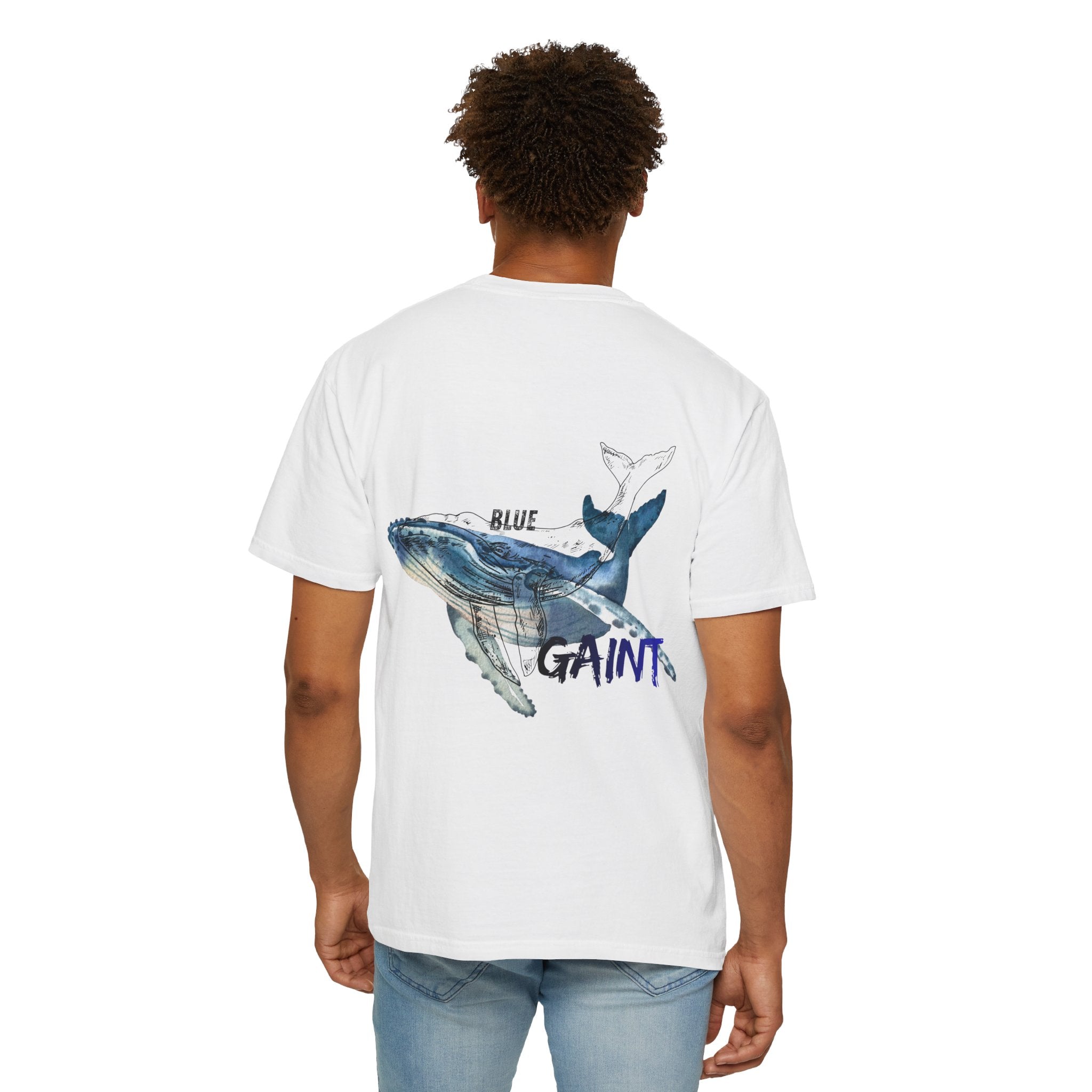 Blue Giant Whale T-Shirt — Watercolor Sea Turtle Graphic Tee