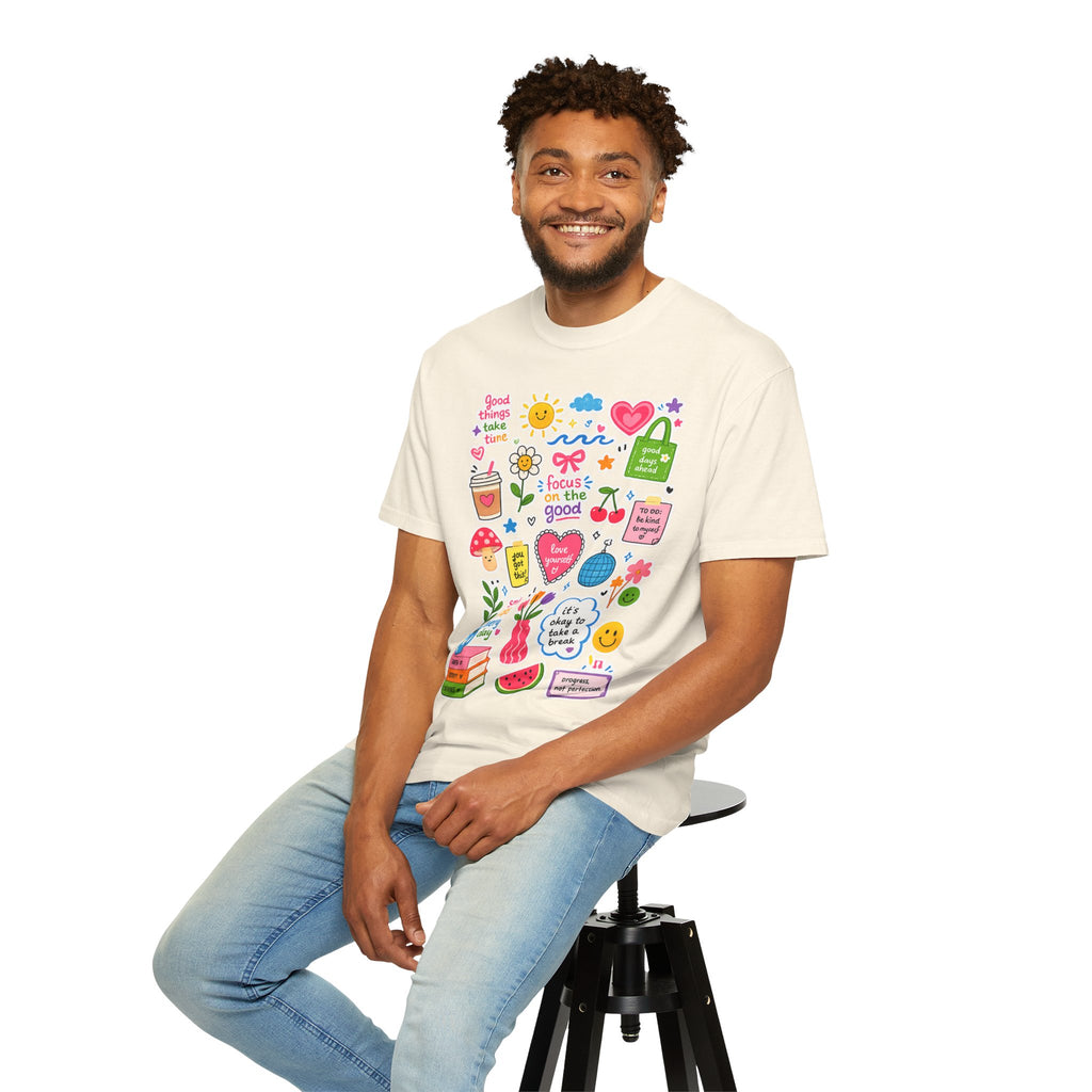 Positive Doodles Graphic T-Shirt — "Focus on the Good" Inspirational Tee