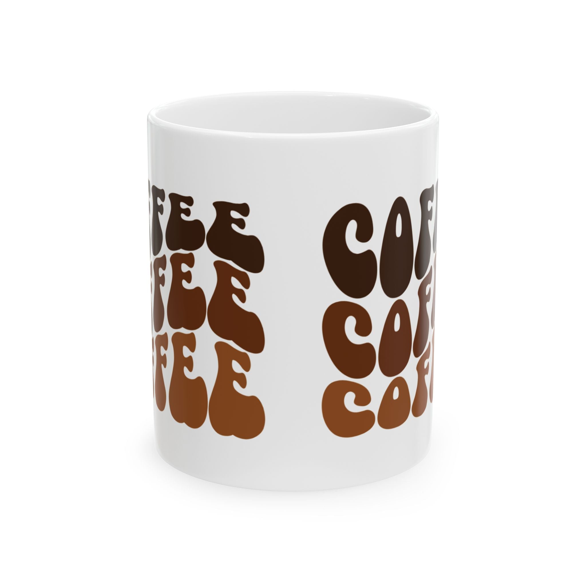 Coffee Text Ceramic Mug — 11oz & 15oz Coffee Cup