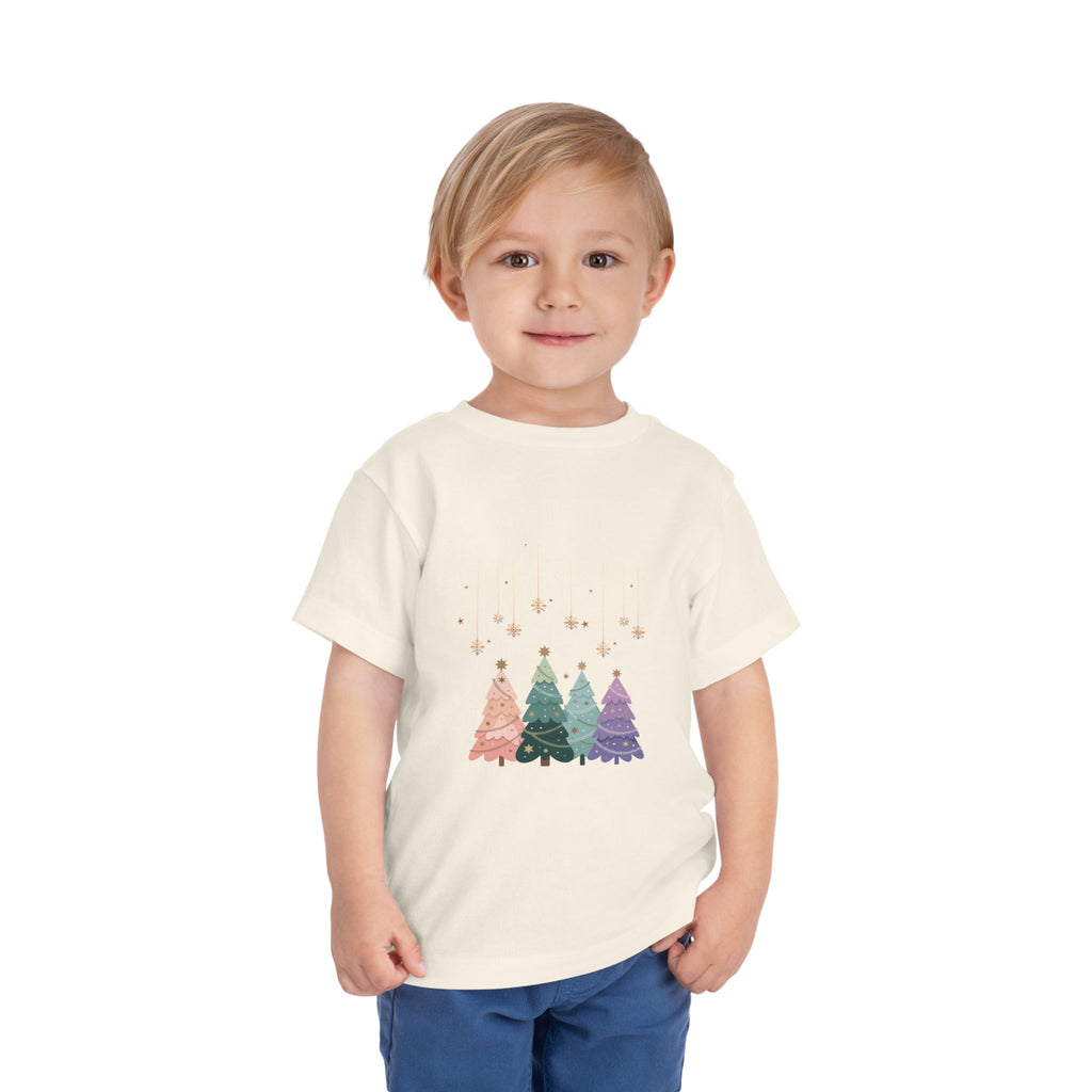 Toddler Tee — Pastel Rainbow Christmas Trees Holiday Shirt