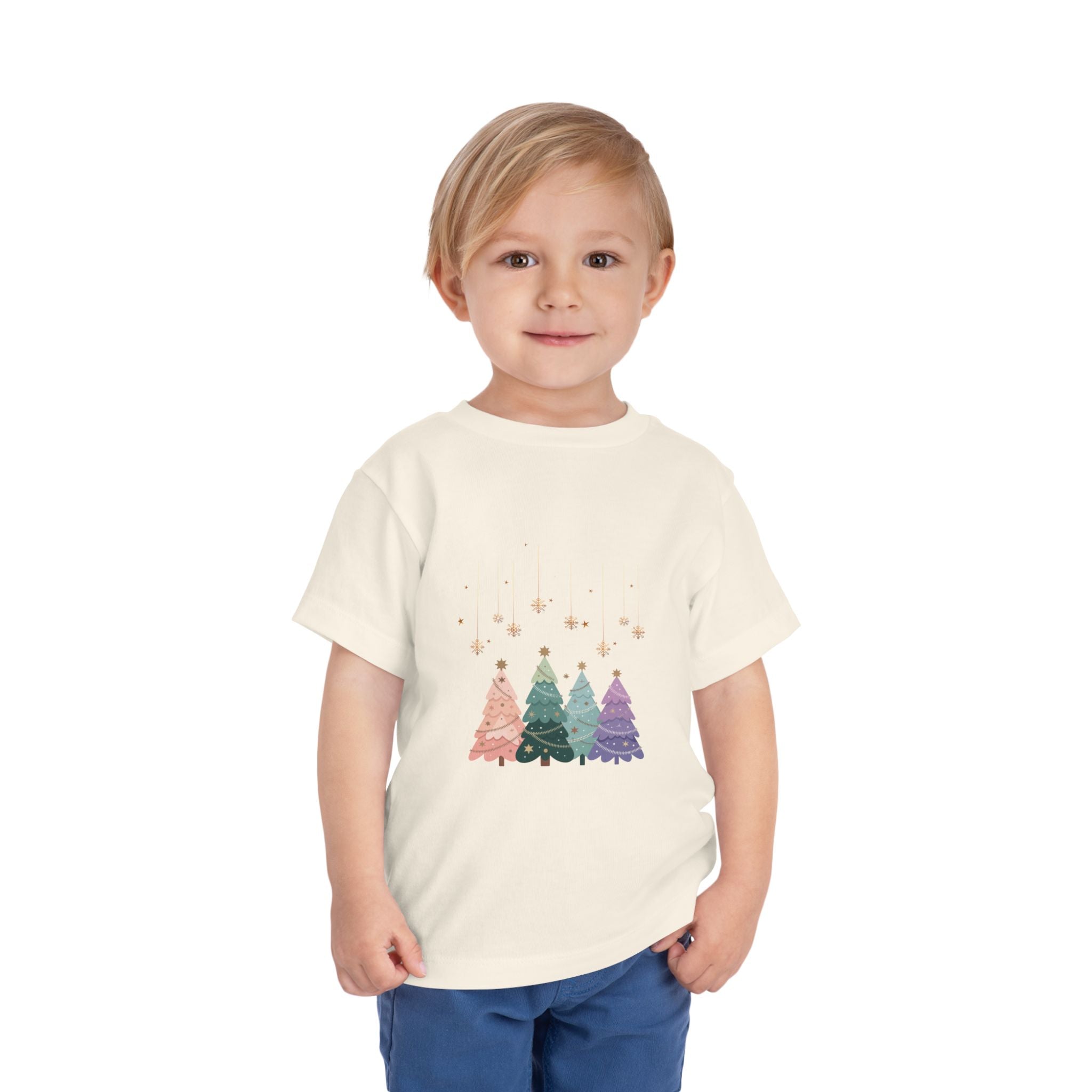 Toddler Tee — Pastel Rainbow Christmas Trees Holiday Shirt