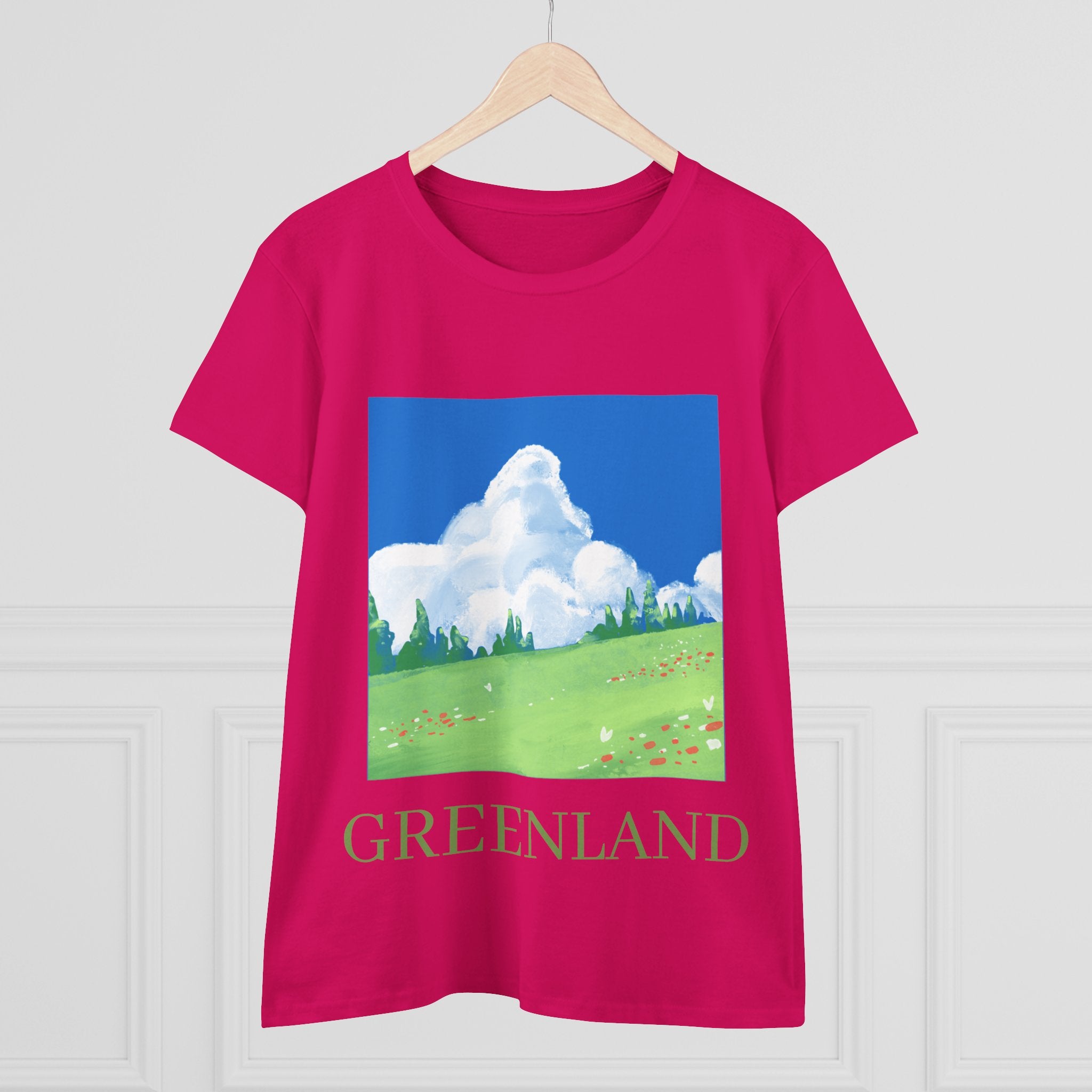 Greenland Scenic Tee — Pastel Meadow Graphic T‑Shirt