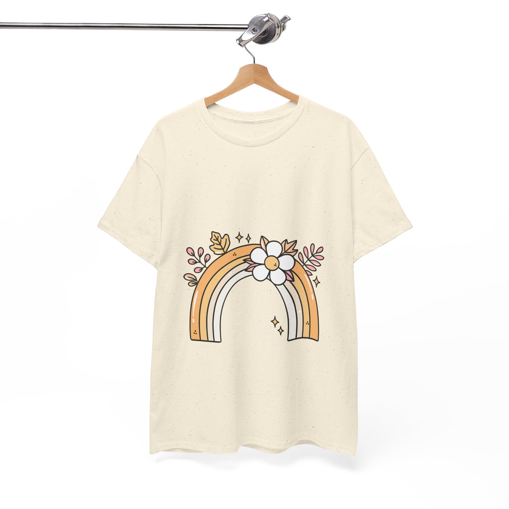 Cute Floral Rainbow Tee — Boho Daisy Rainbow Graphic T-Shirt