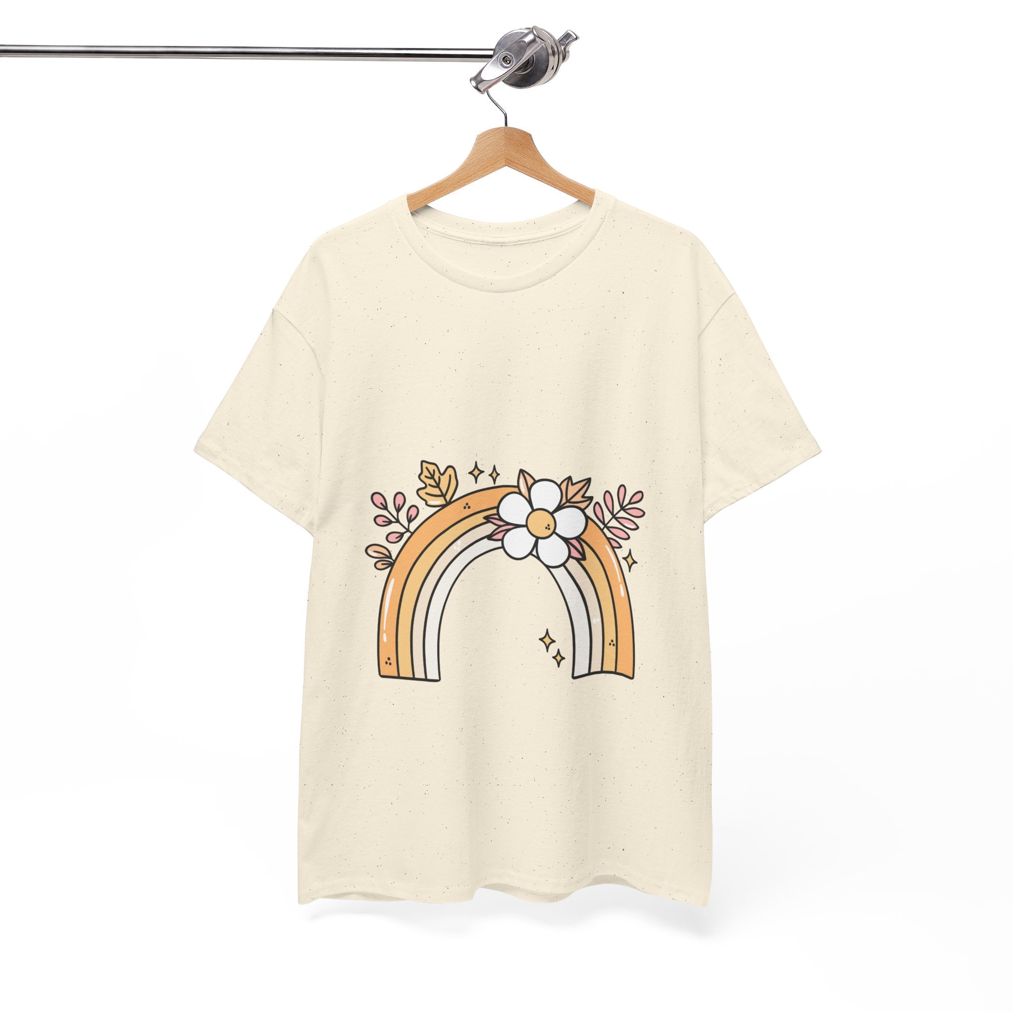 Cute Floral Rainbow Tee — Boho Daisy Rainbow Graphic T-Shirt